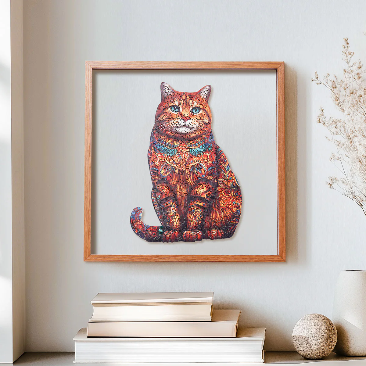 ROBOTIME Exotic Cat Wooden Jigsaw Puzzle with Frame - Image 2