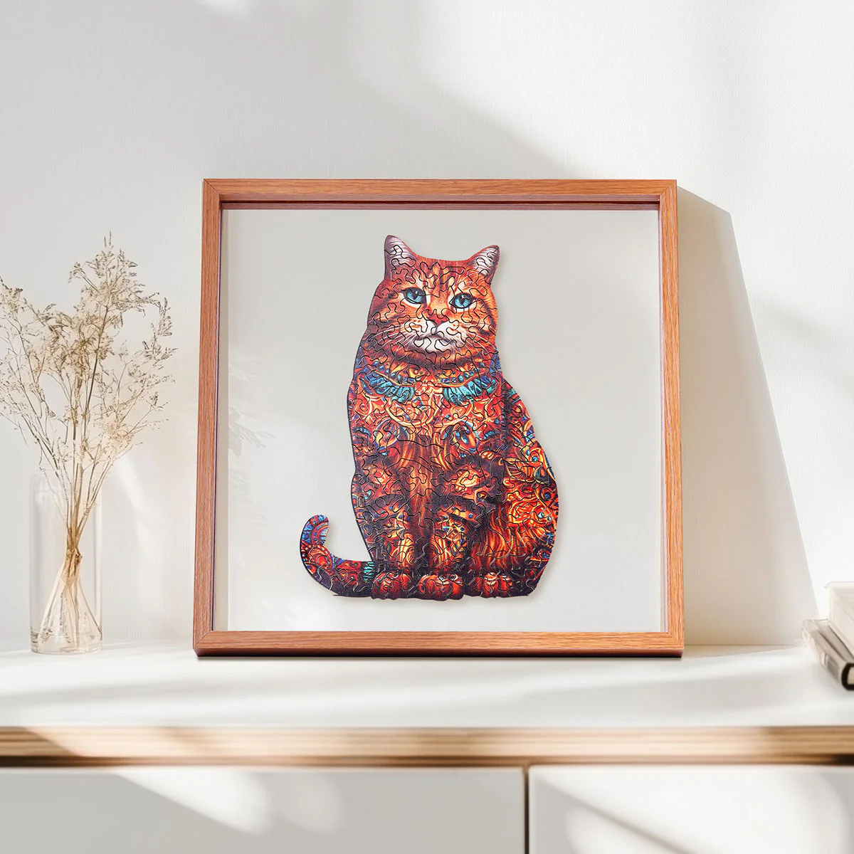 ROBOTIME Exotic Cat Wooden Jigsaw Puzzle with Frame - Image 3