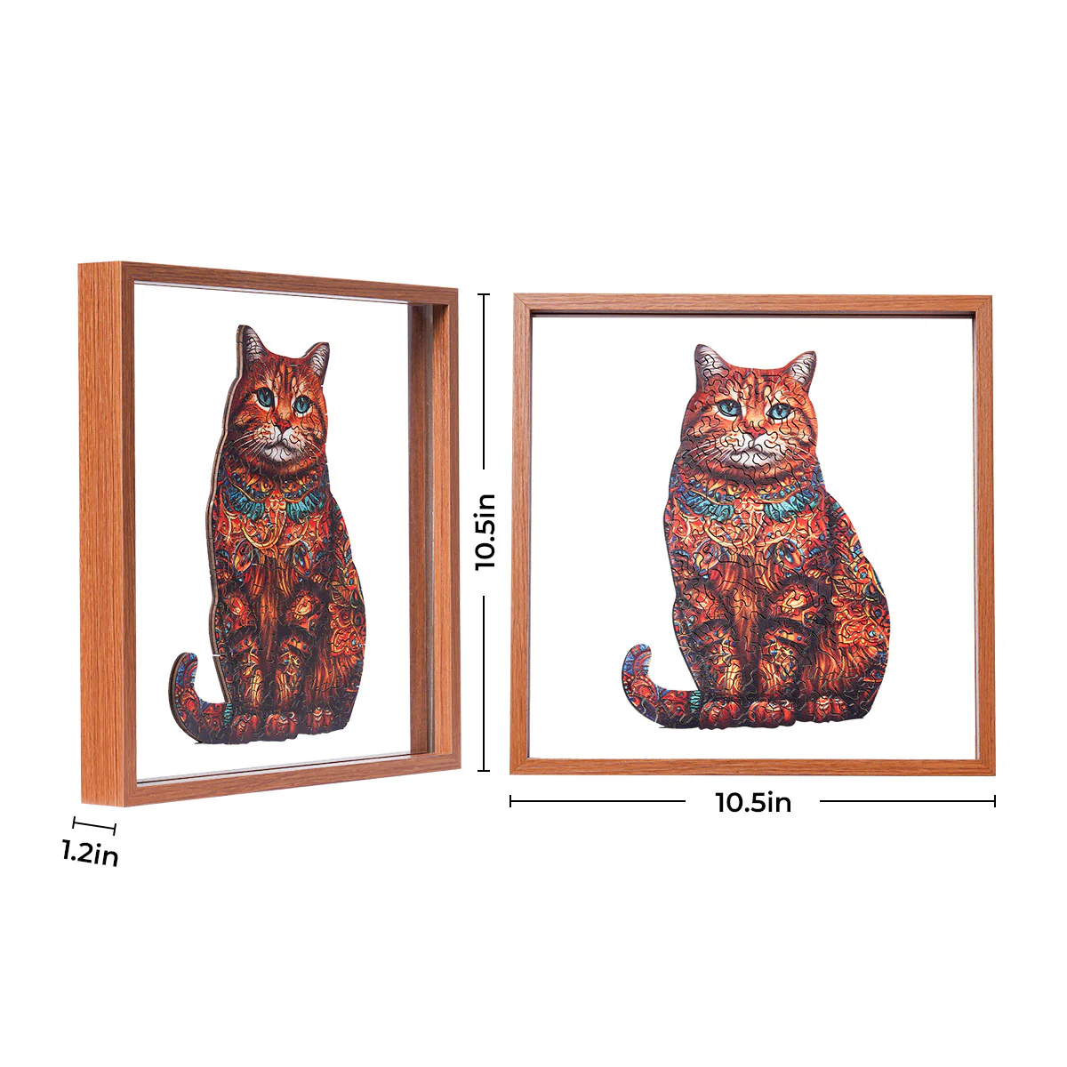 ROBOTIME Exotic Cat Wooden Jigsaw Puzzle with Frame - Image 7