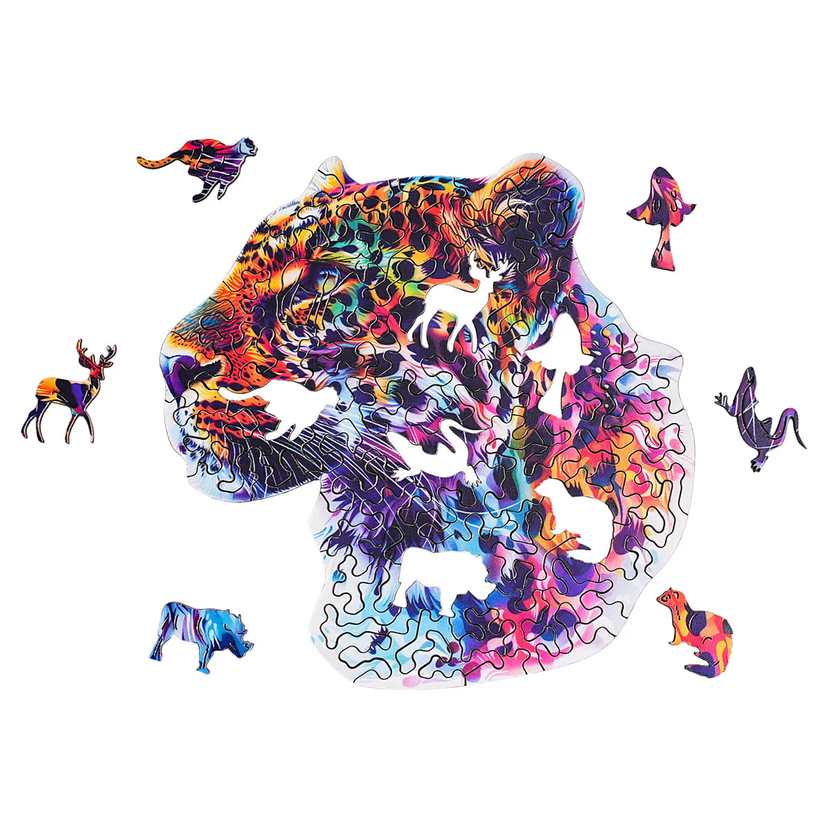 ROBOTIME Fancy Leopard Wooden Jigsaw Puzzle with Frame - Image 4