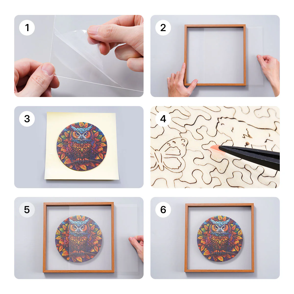 ROBOTIME Moonlight Owl Wooden Jigsaw Puzzle with Frame - Image 5