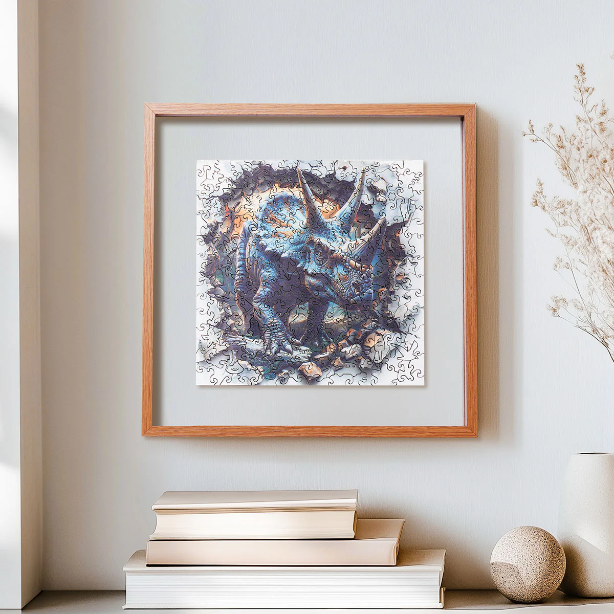 ROBOTIME Wall Breaking Triceratops Wooden Jigsaw Puzzle with Frame - Image 3