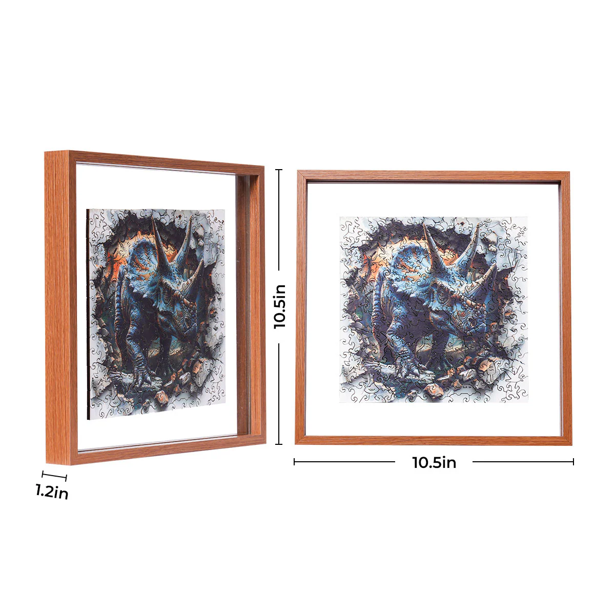 ROBOTIME Wall Breaking Triceratops Wooden Jigsaw Puzzle with Frame - Image 7