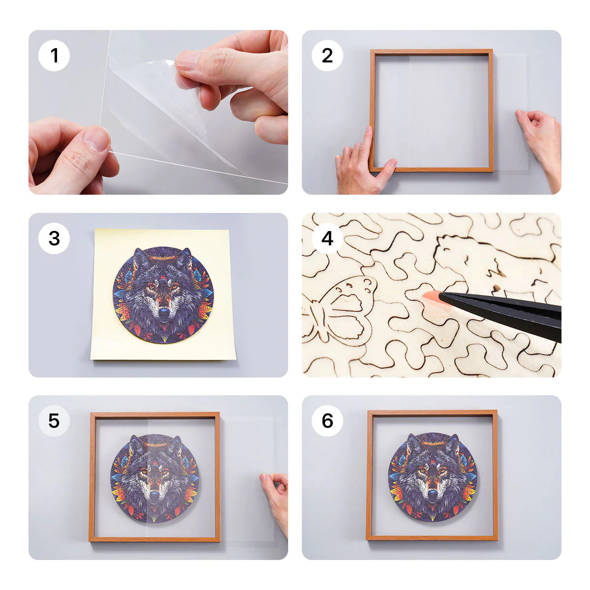 ROBOTIME Wolf in the Jungle Wooden Jigsaw Puzzle with Frame - Image 5