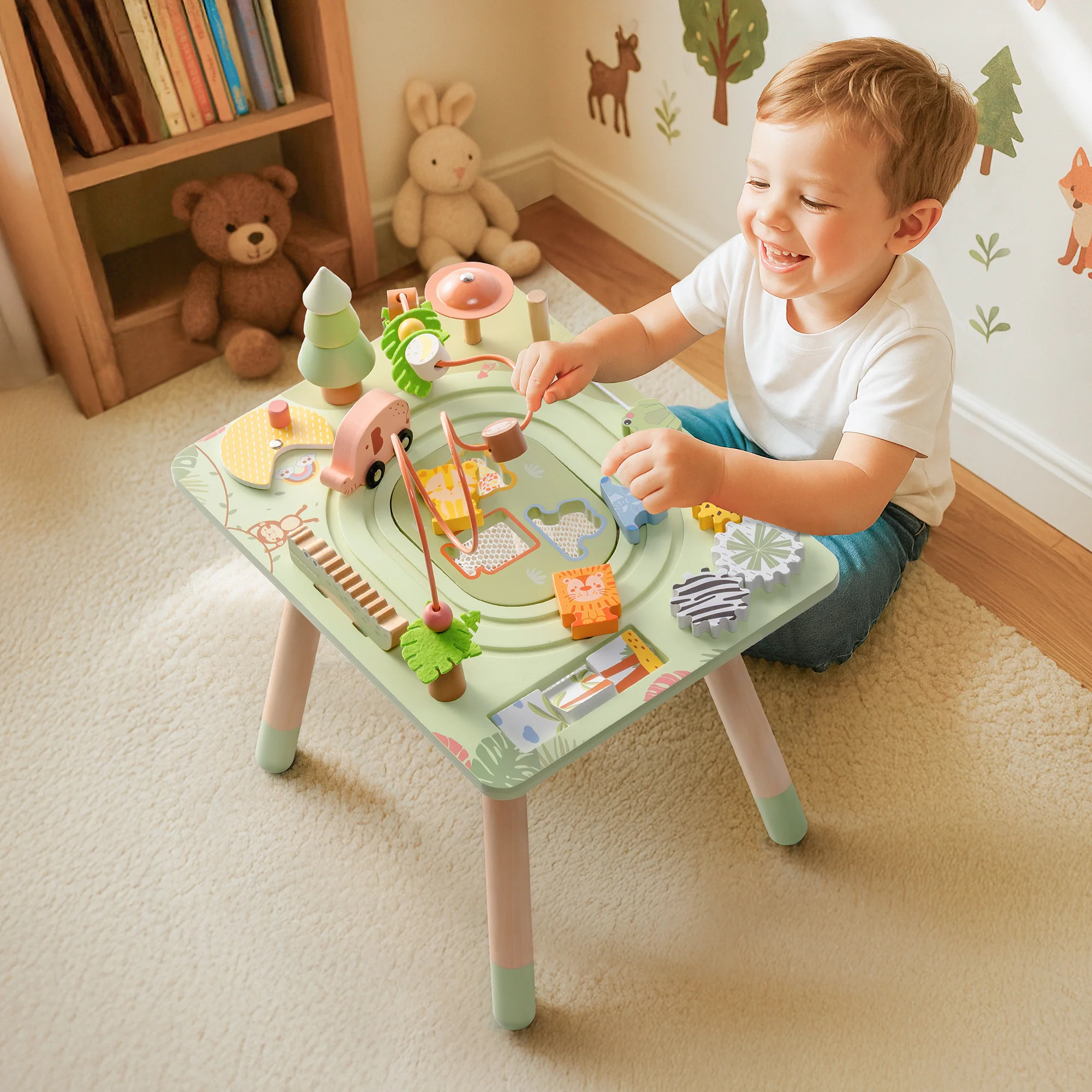 ROBUD 11 in 1 Wooden Rainforest Activity Table - Image 2