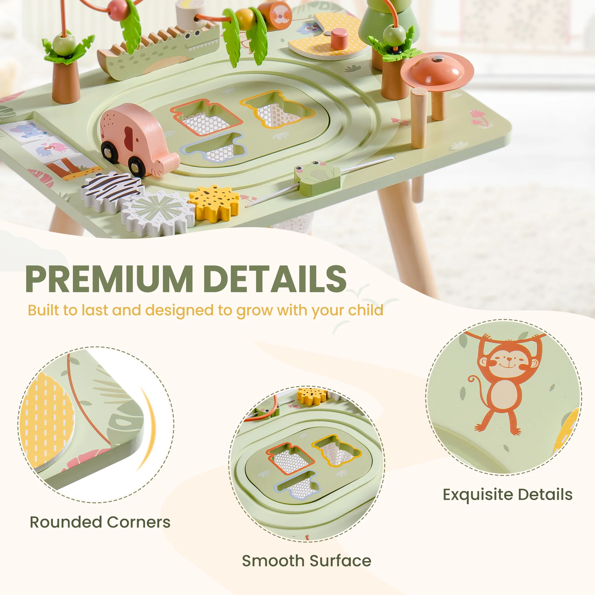 ROBUD 11 in 1 Wooden Rainforest Activity Table - Image 5