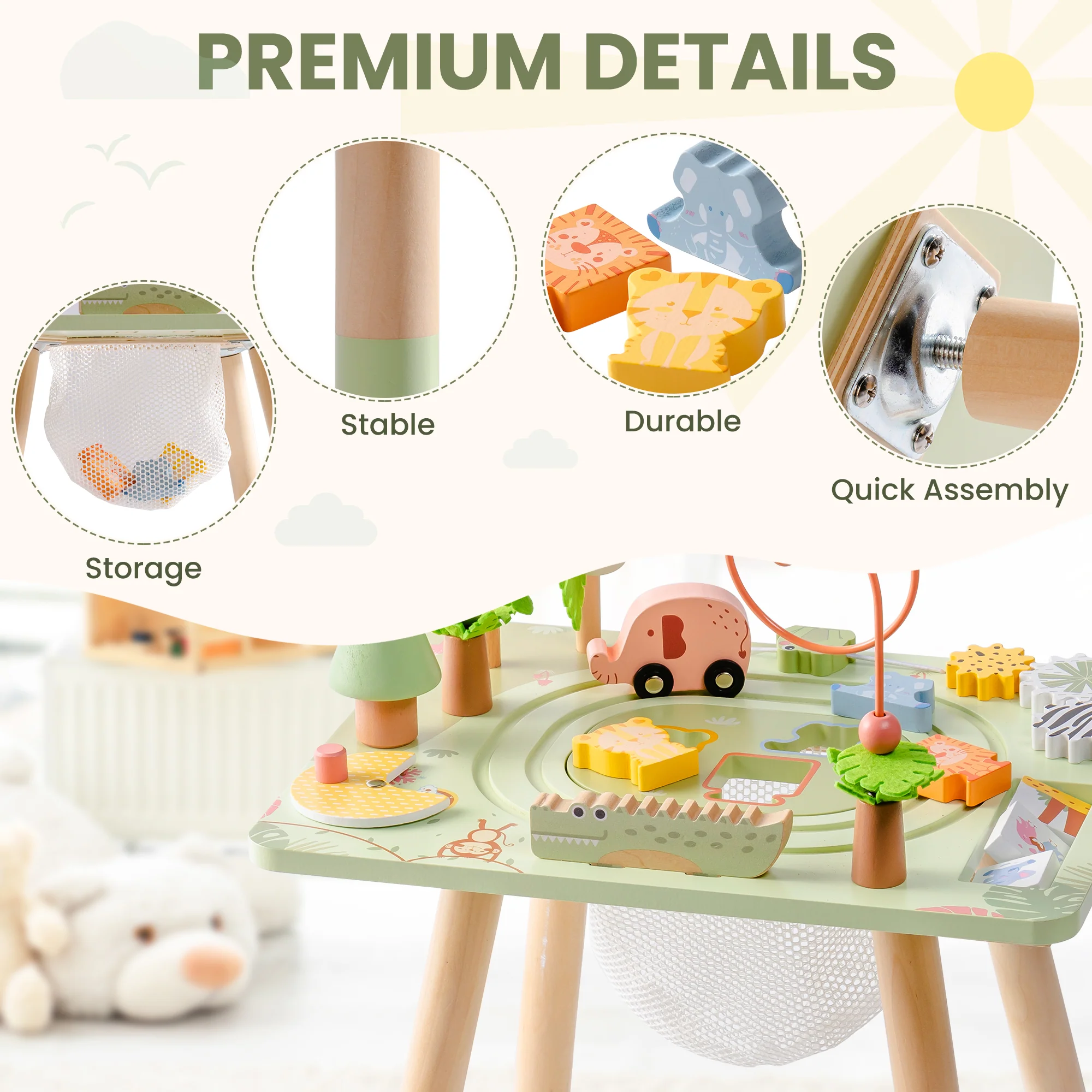 ROBUD 11 in 1 Wooden Rainforest Activity Table - Image 8