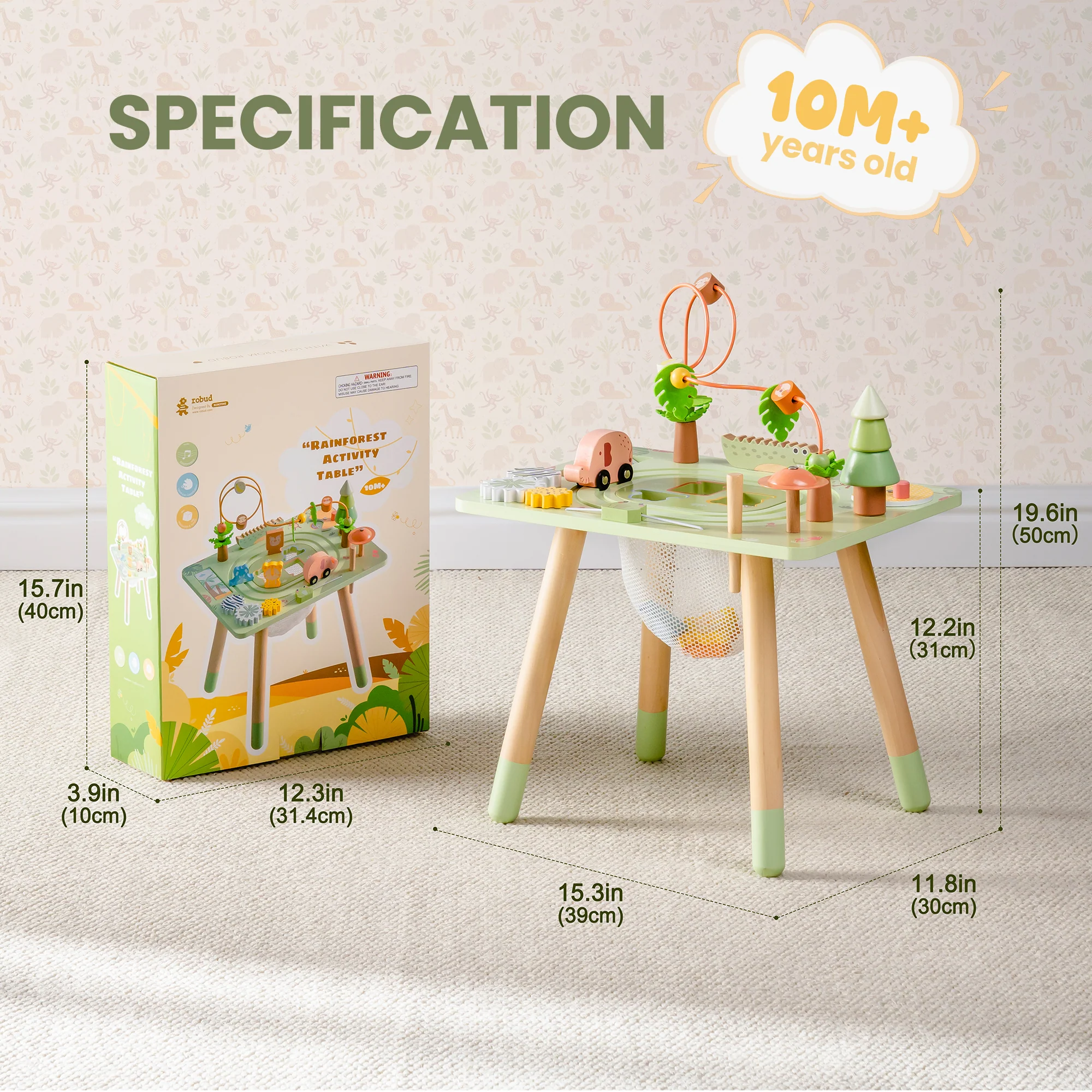 ROBUD 11 in 1 Wooden Rainforest Activity Table - Image 9
