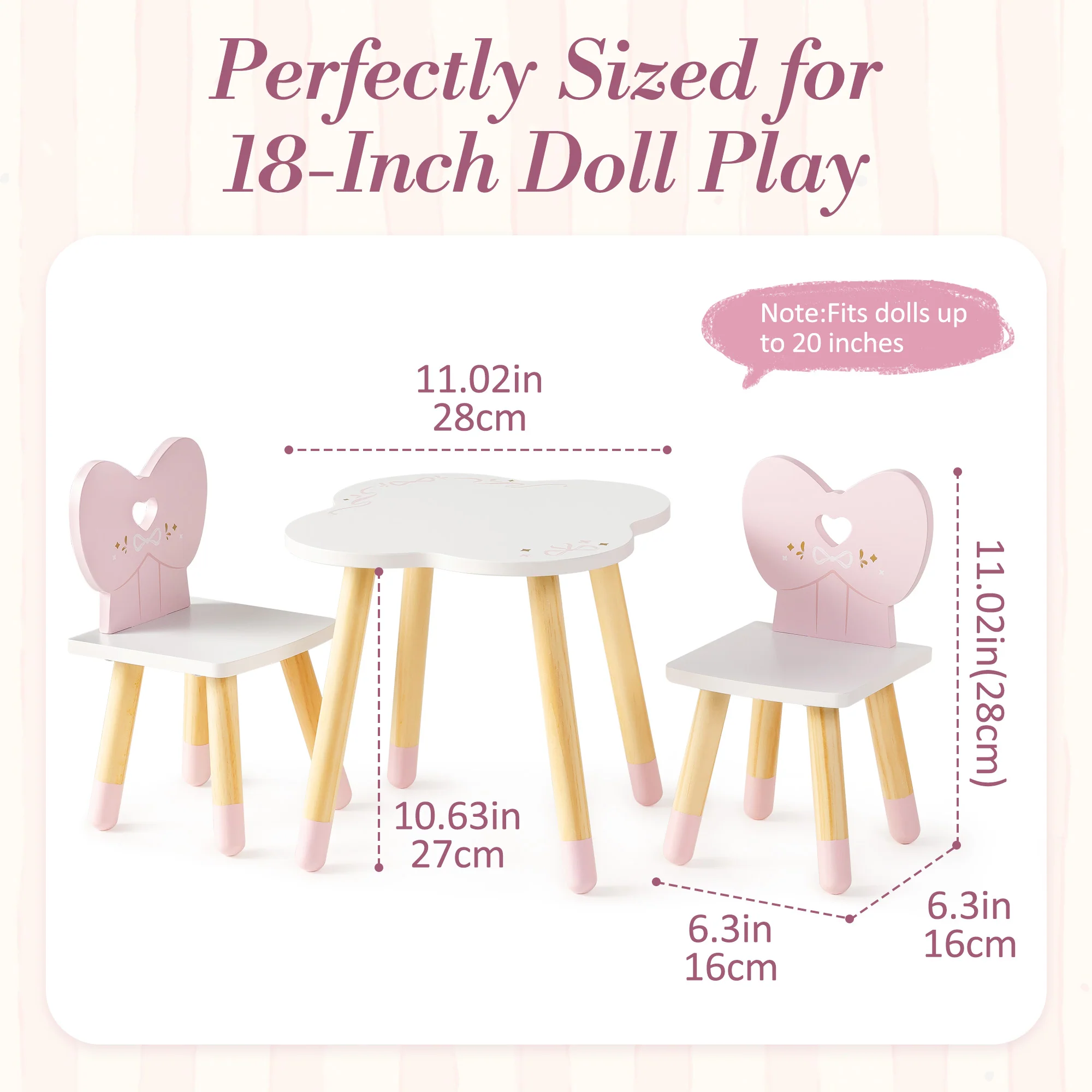 ROBUD 18 Inch Dolls Table Chairs Set - Image 10