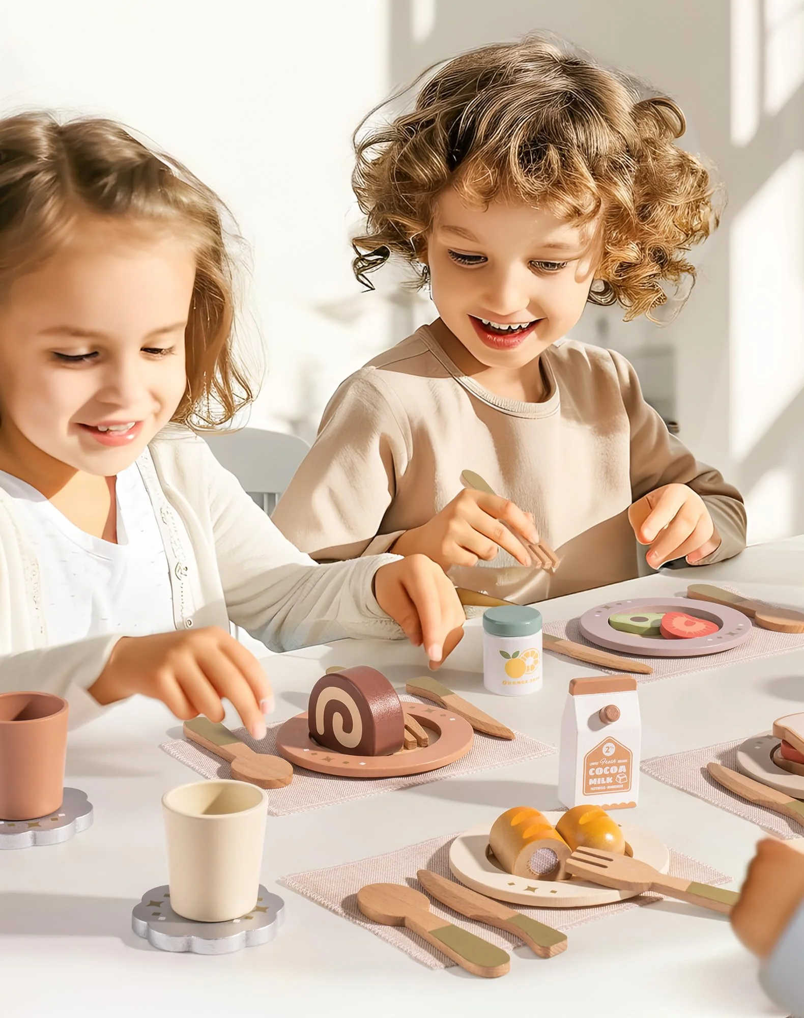 ROBUD 4-Set Wooden Play Dishes Set - Image 2