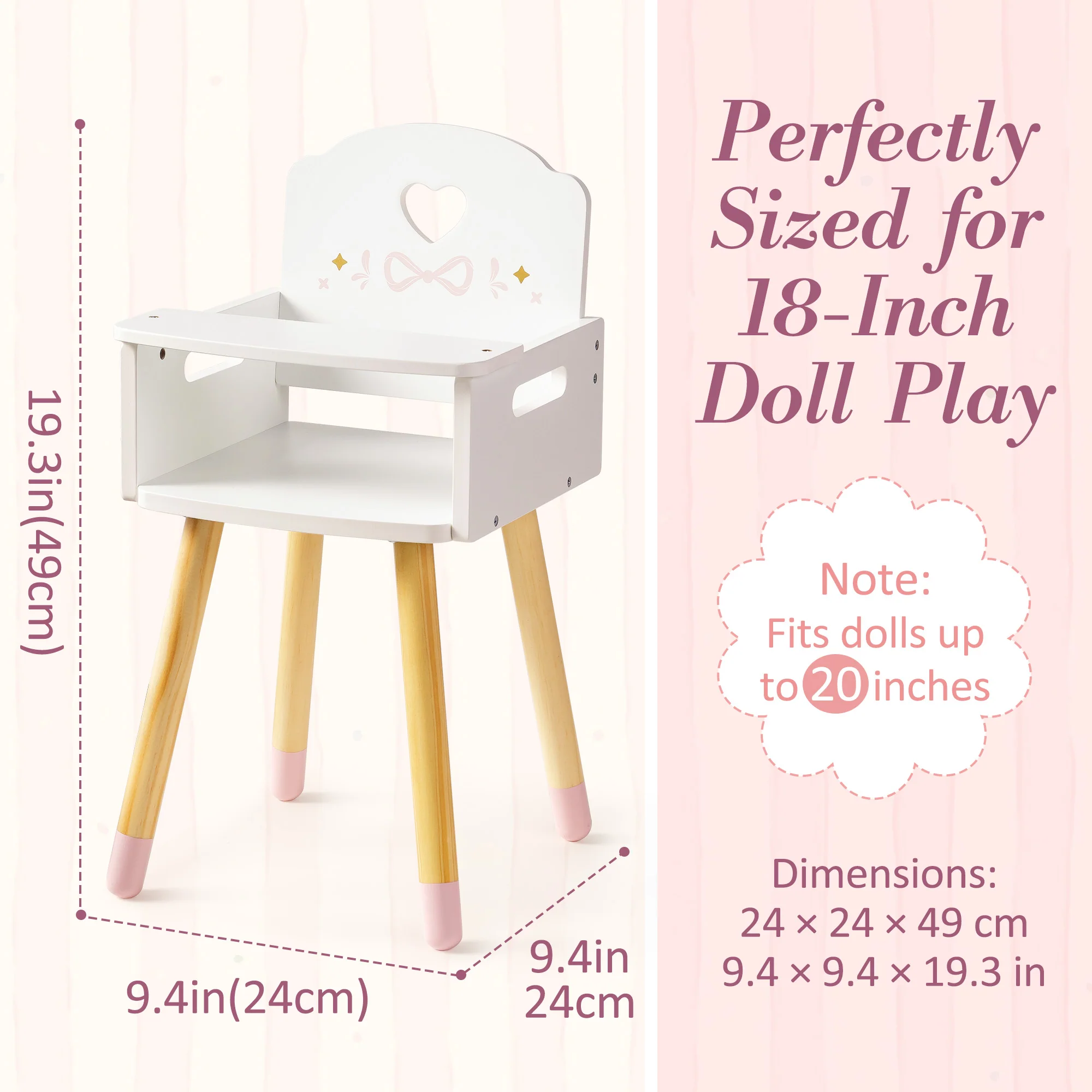 ROBUD Baby Doll High Chair with Heart-Shaped - Image 9