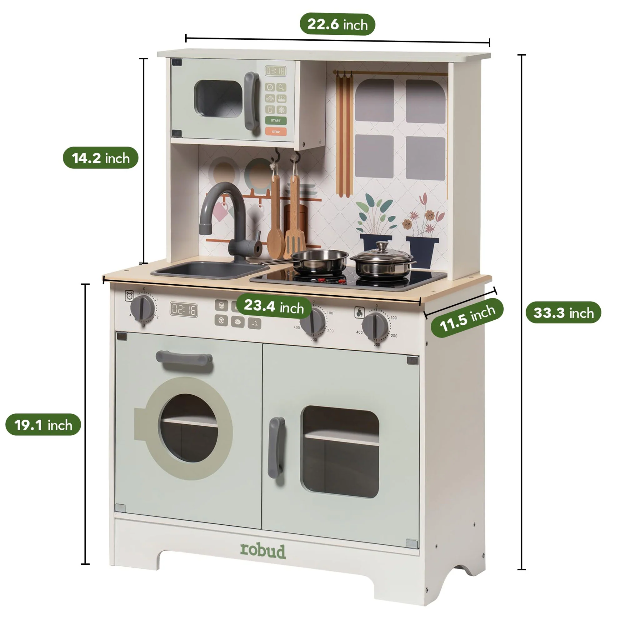 Robud Green Modern Look Play Kitchen WCF26 - Image 7