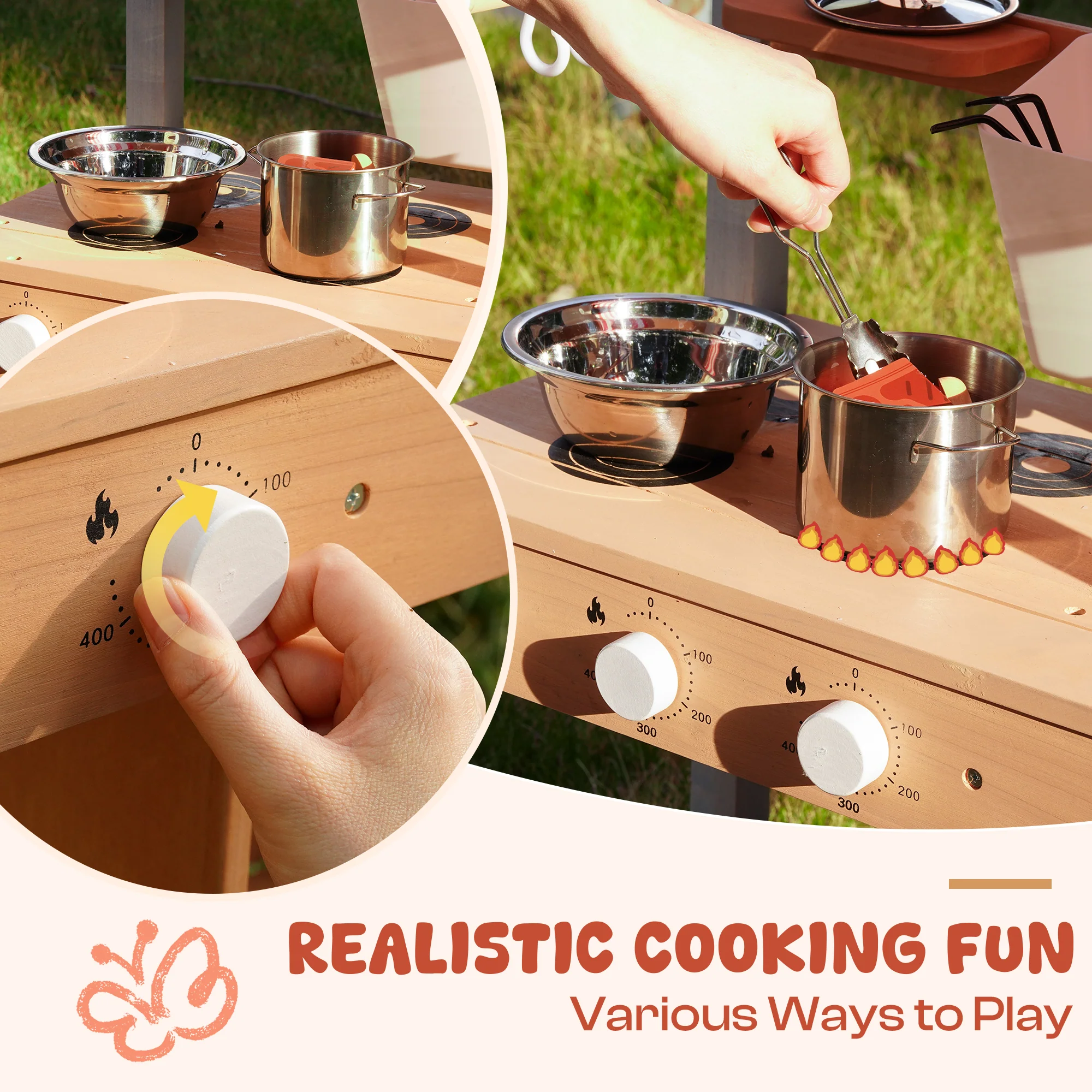 ROBUD Mud Kitchen for Kids Outdoor with Canopy - Image 13