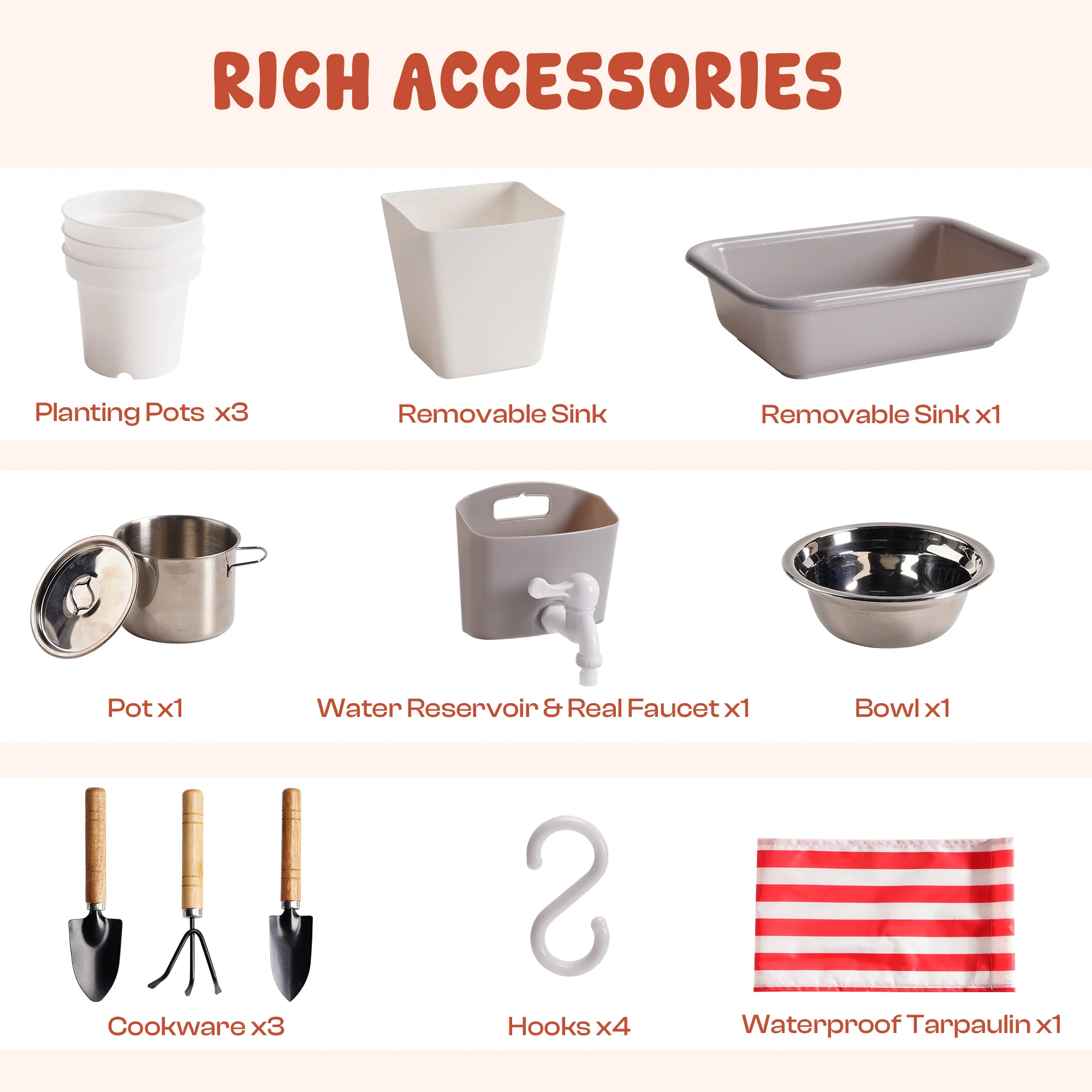 ROBUD Mud Kitchen for Kids Outdoor with Canopy - Image 14