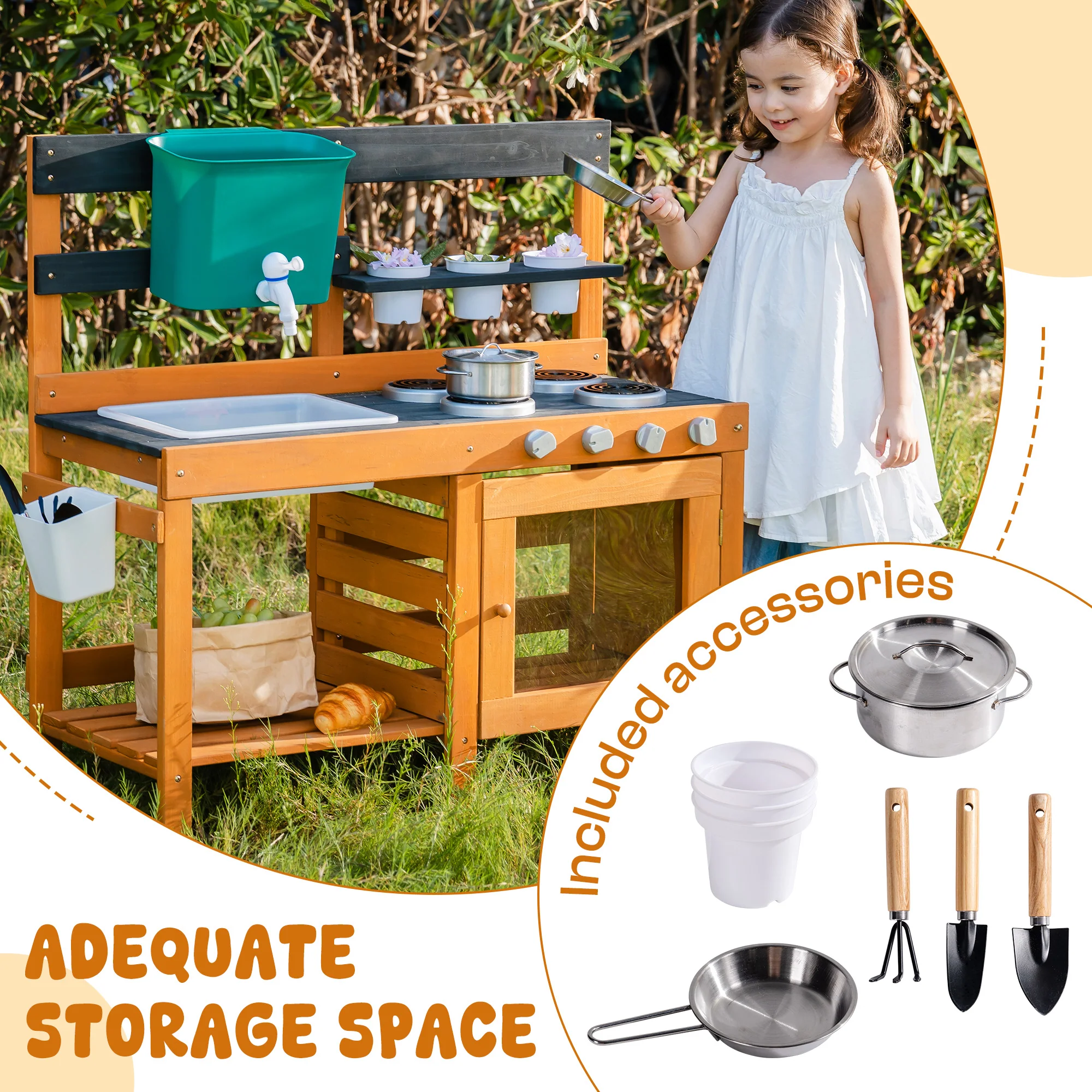 ROBUD Outdoor Mud Kitchen with Real Water Play - Image 10