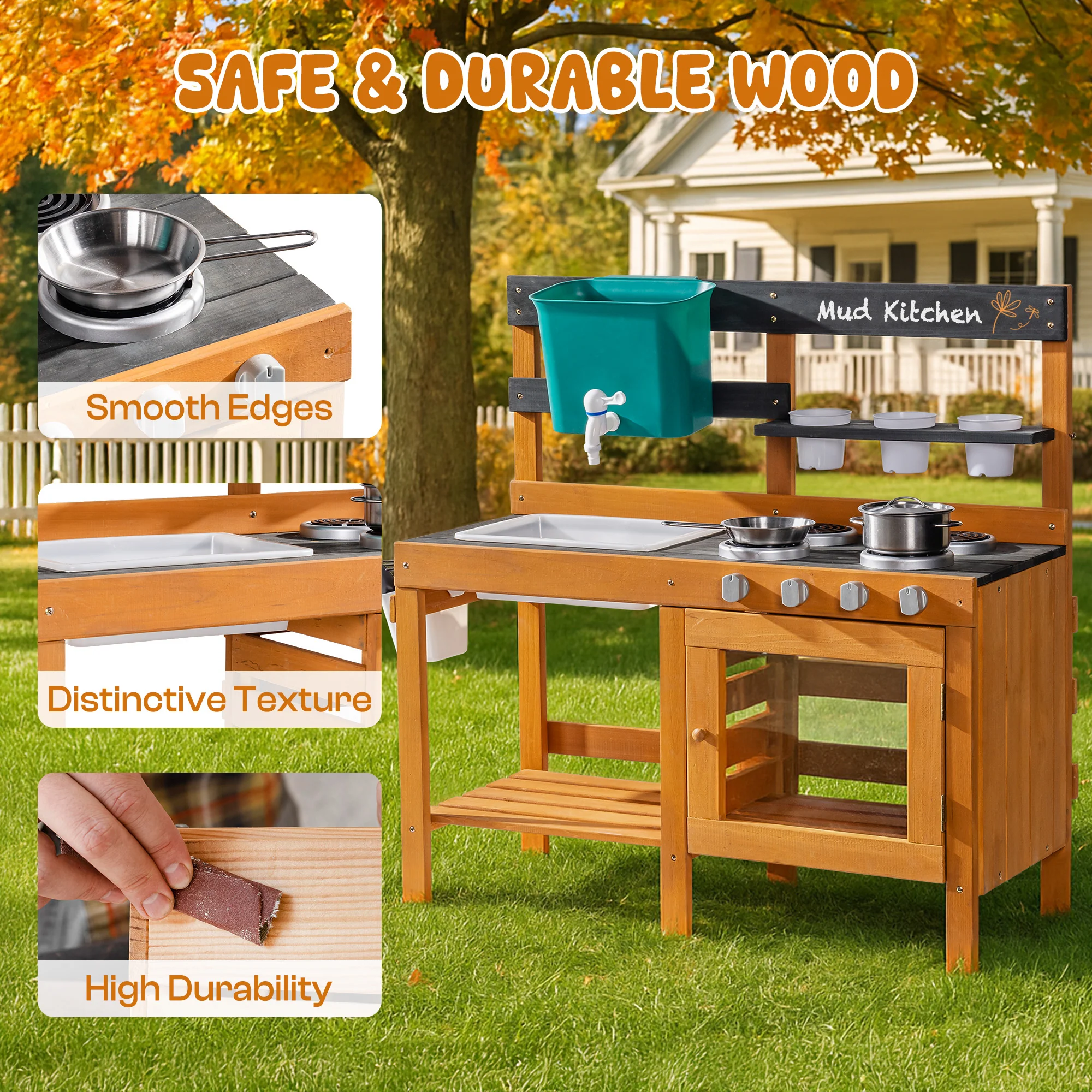 ROBUD Outdoor Mud Kitchen with Real Water Play - Image 7
