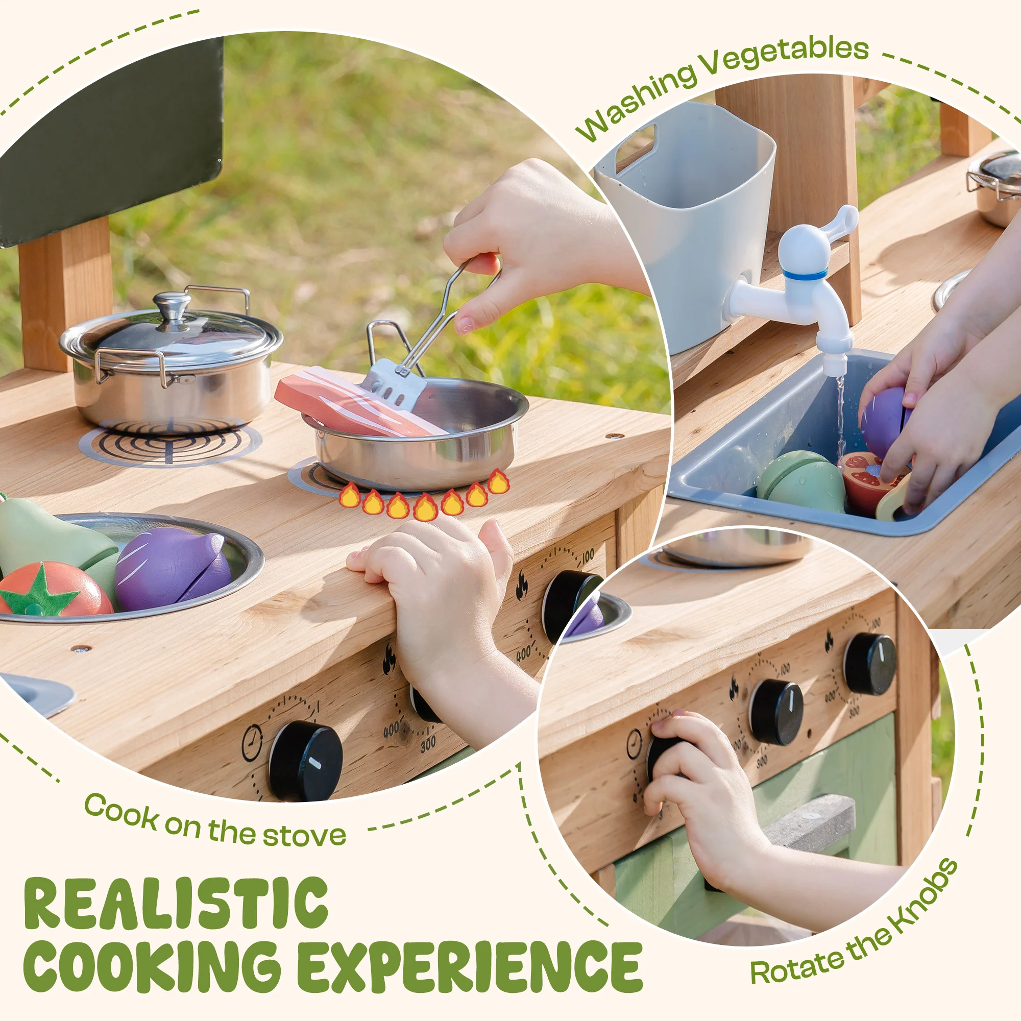 ROBUD Outdoor Mud Play Kitchen with Removable Sink - Image 5