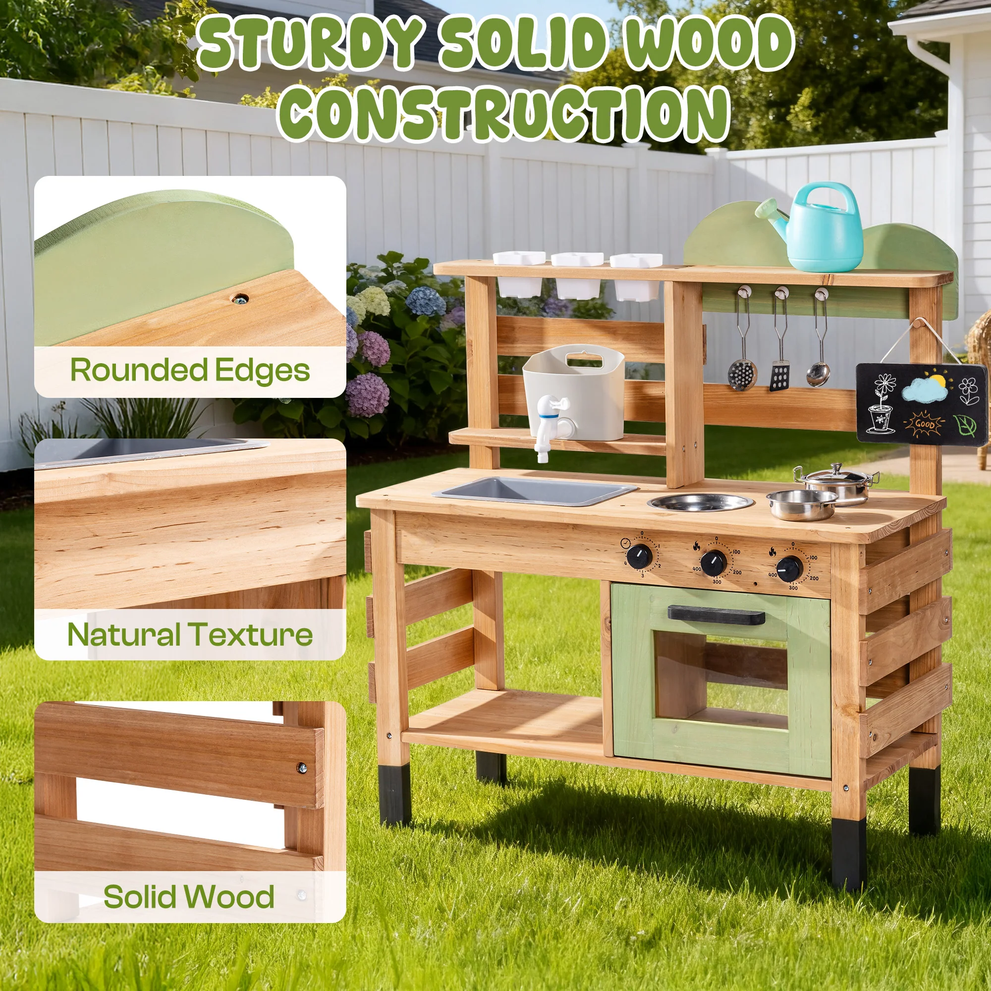 ROBUD Outdoor Mud Play Kitchen with Removable Sink - Image 7