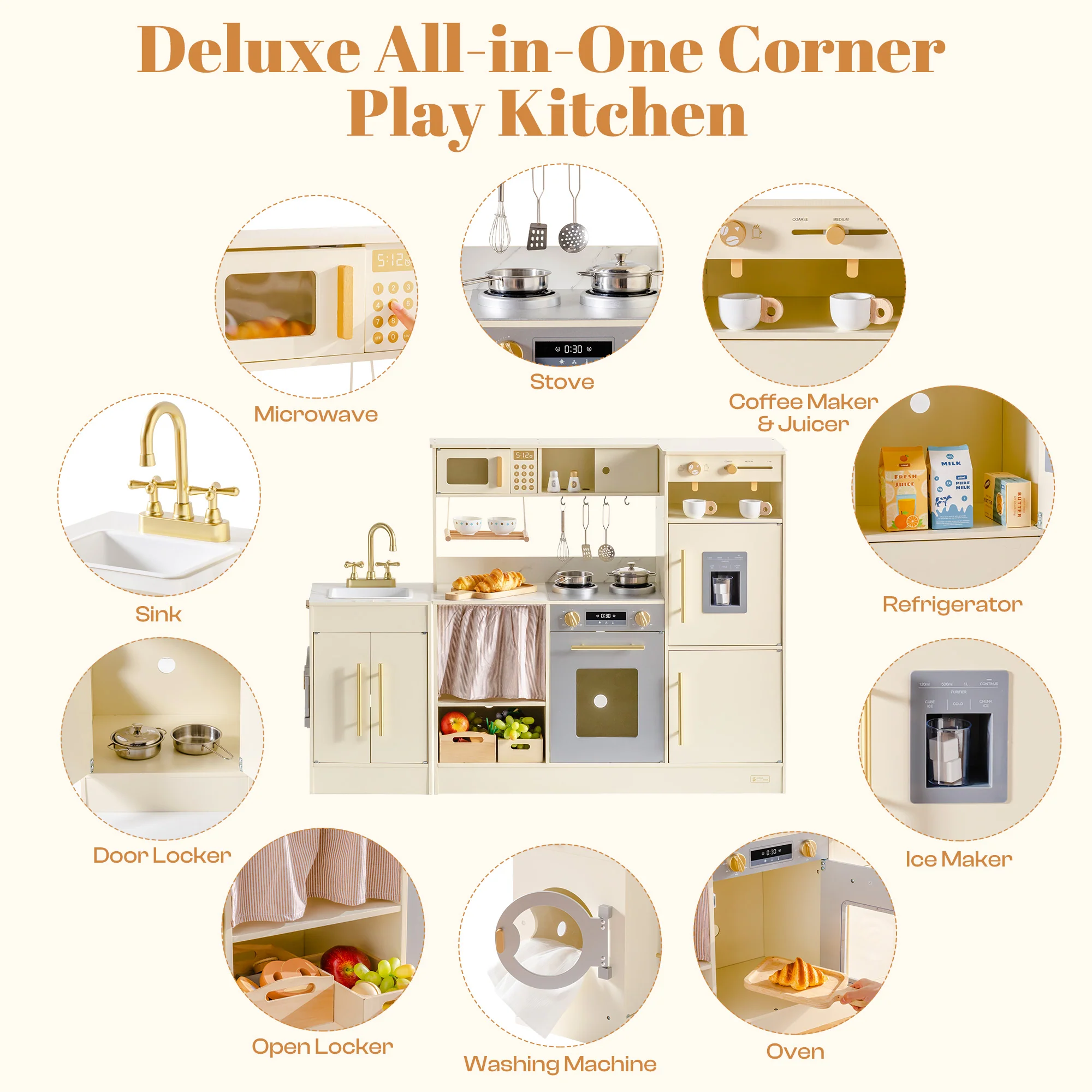 ROBUD Pretend Corner Kitchen with All-in-One & Combination-Style - Image 5