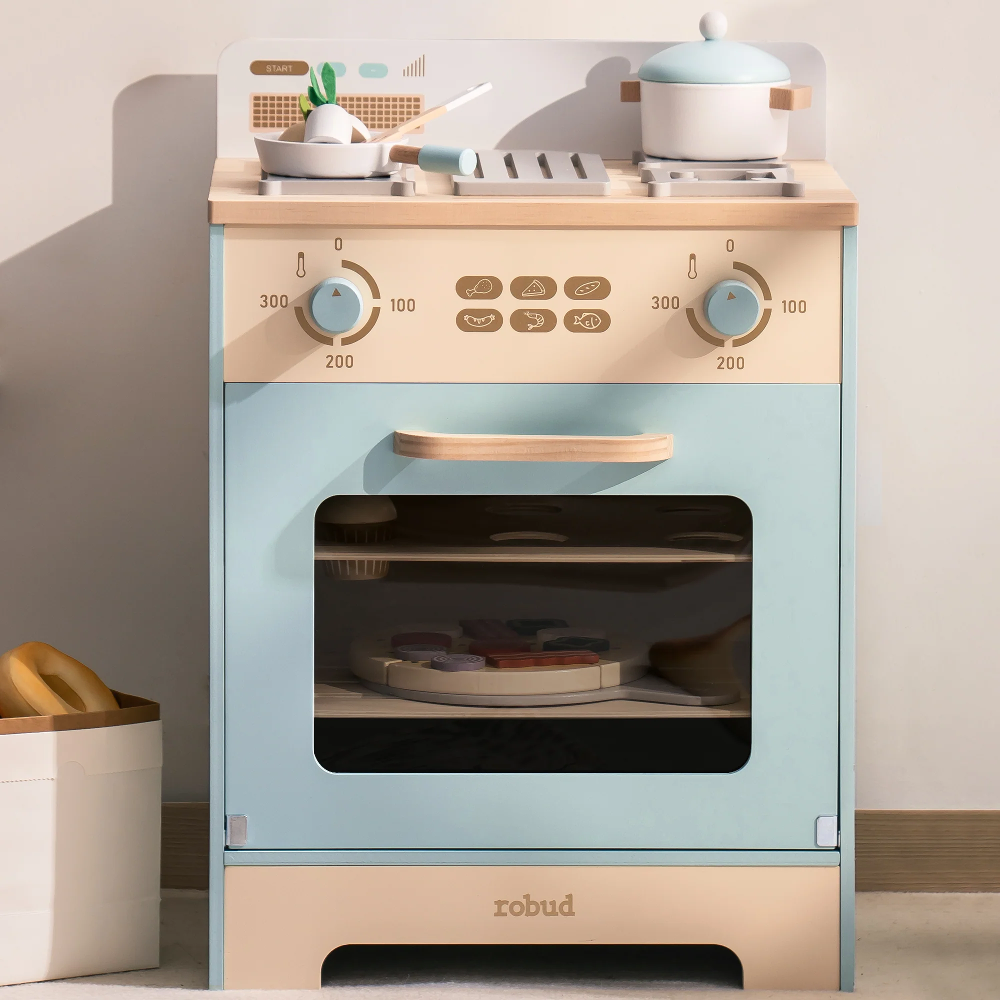 Robud Realistic Wooden Play Oven - Image 2