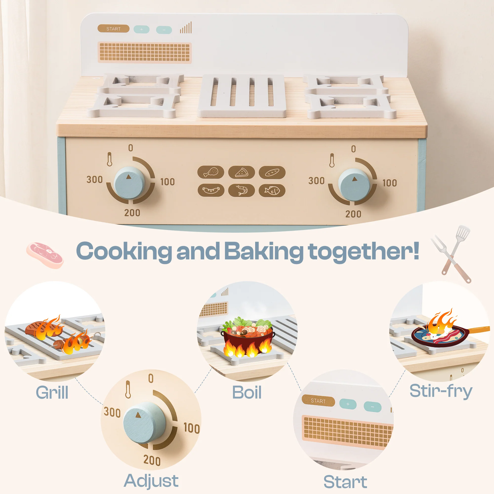 Robud Realistic Wooden Play Oven - Image 3