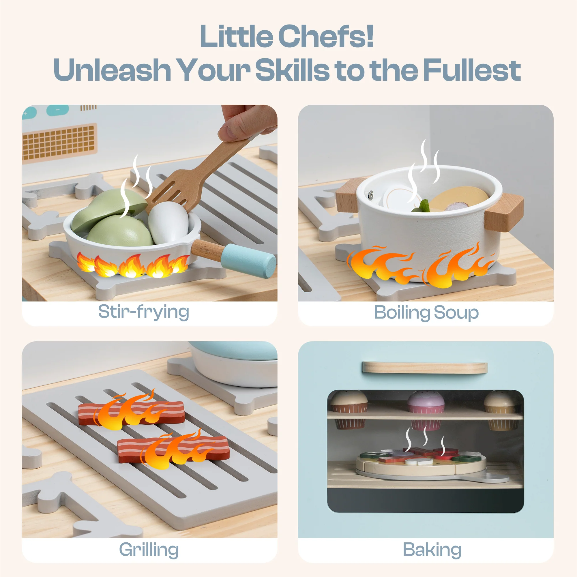 Robud Realistic Wooden Play Oven - Image 4