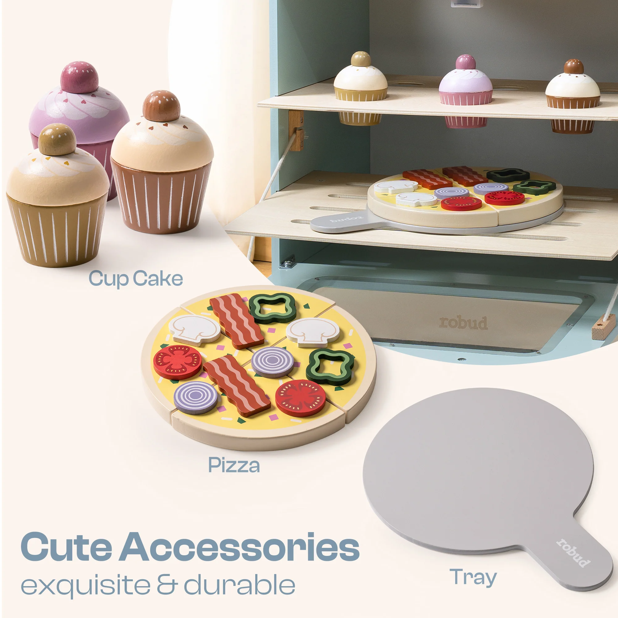 Robud Realistic Wooden Play Oven - Image 5