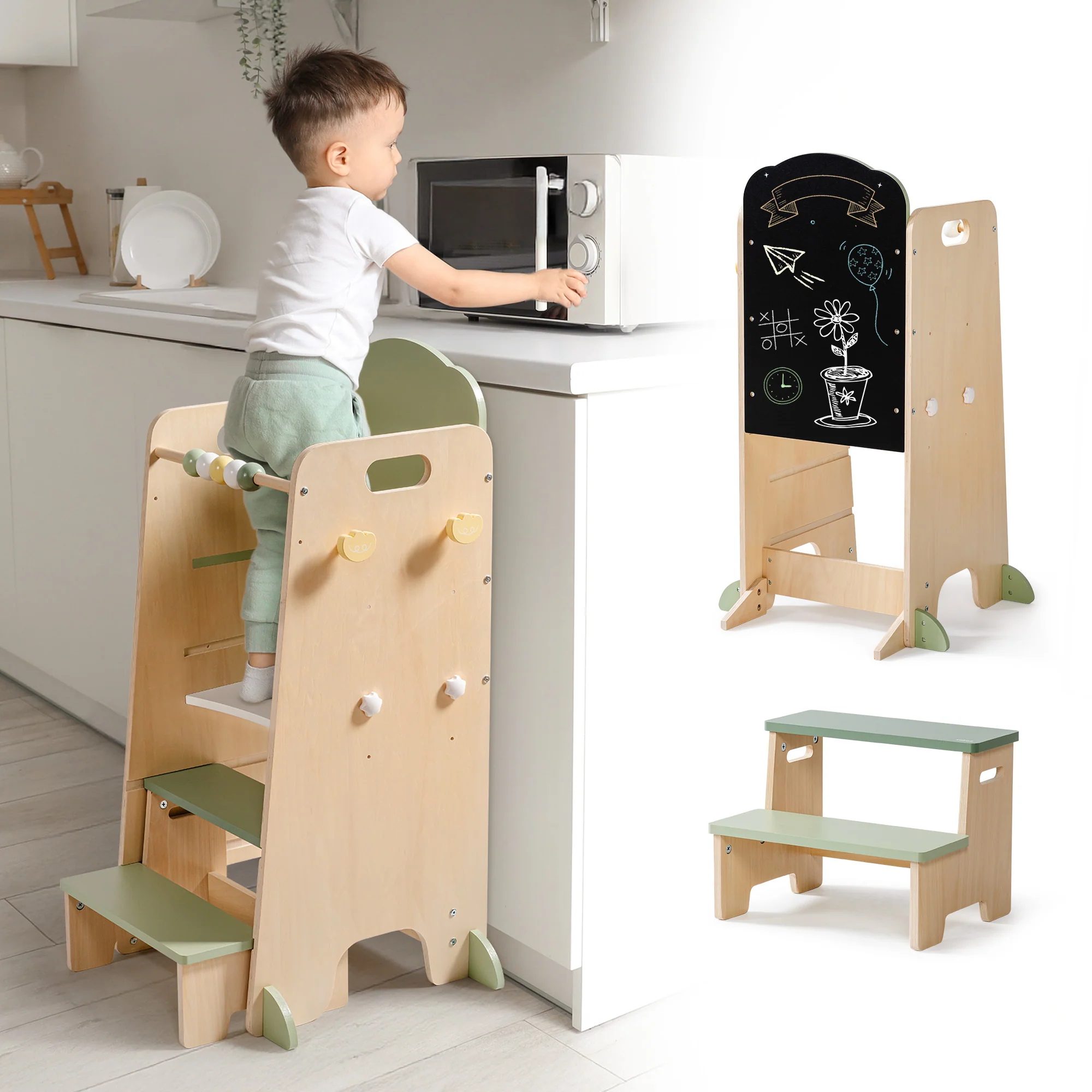 ROBUD Toddler Standing Tower with Step Stool Set - Image 5