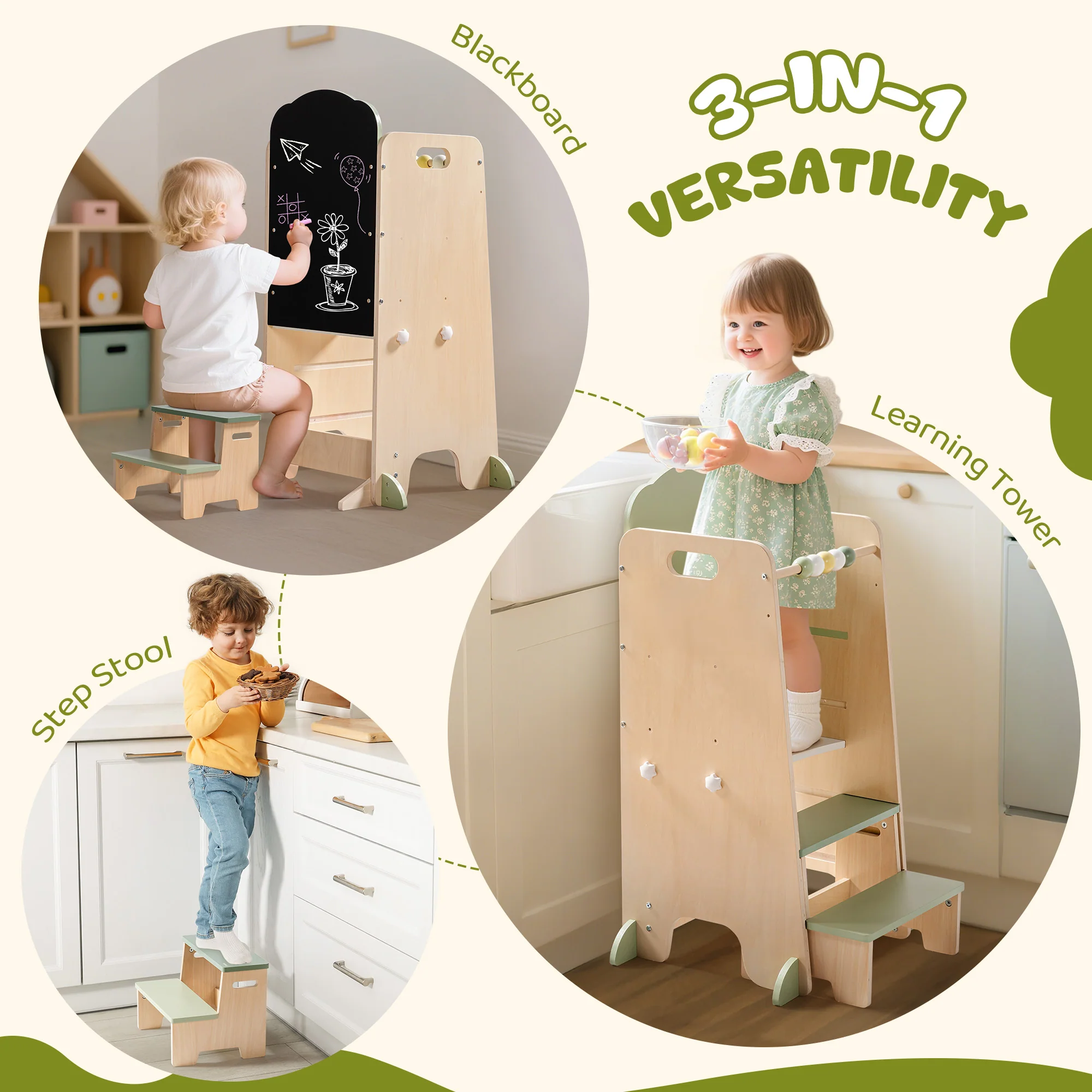 ROBUD Toddler Standing Tower with Step Stool Set - Image 8