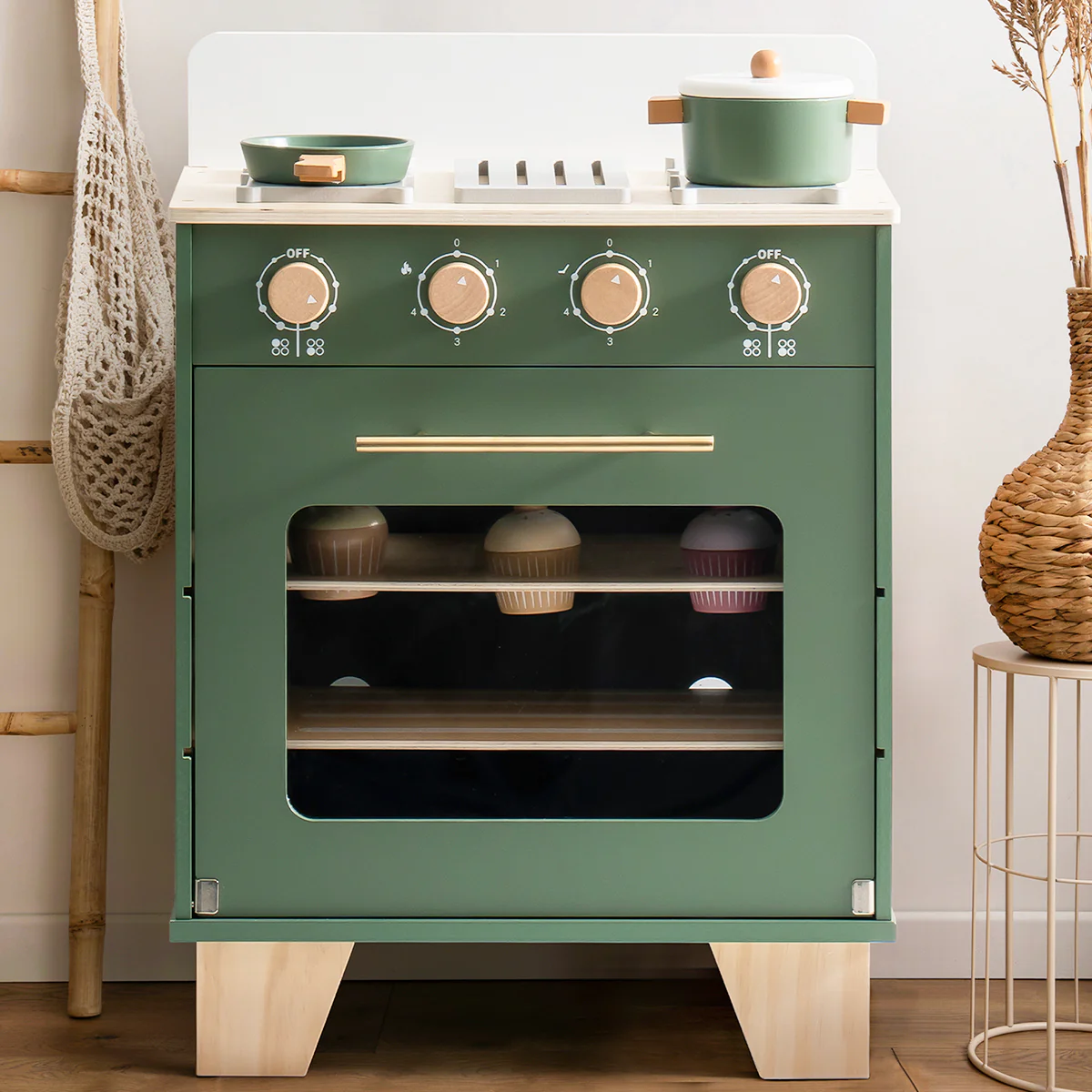 ROBUD Vintage Green Wooden Play Kitchen Series - Image 10
