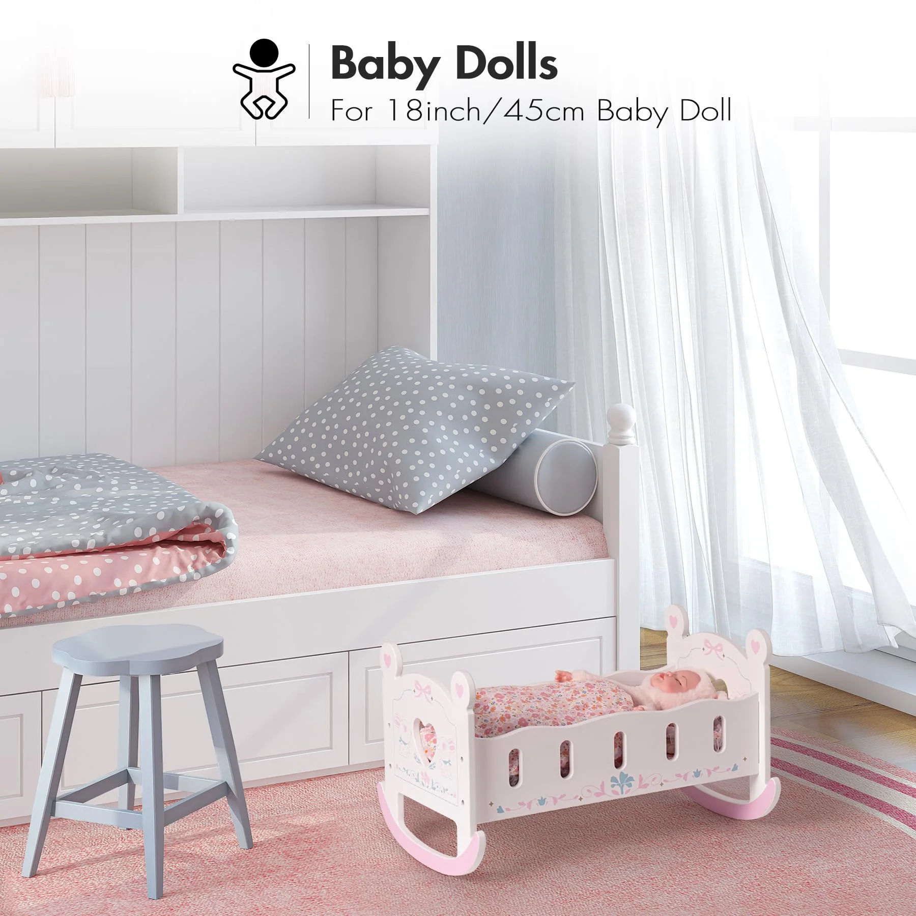 ROBUD Wooden Baby Doll Crib - Image 3