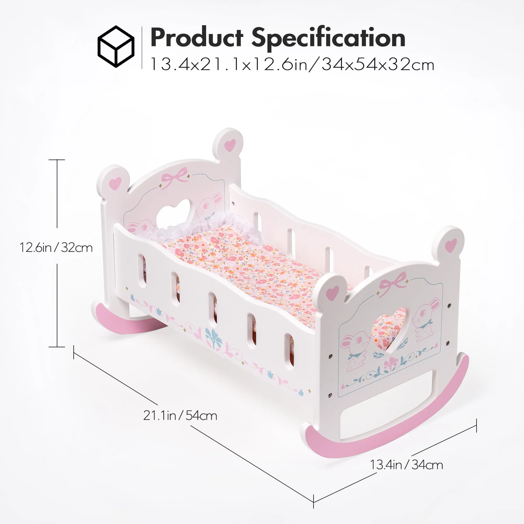 ROBUD Wooden Baby Doll Crib - Image 6