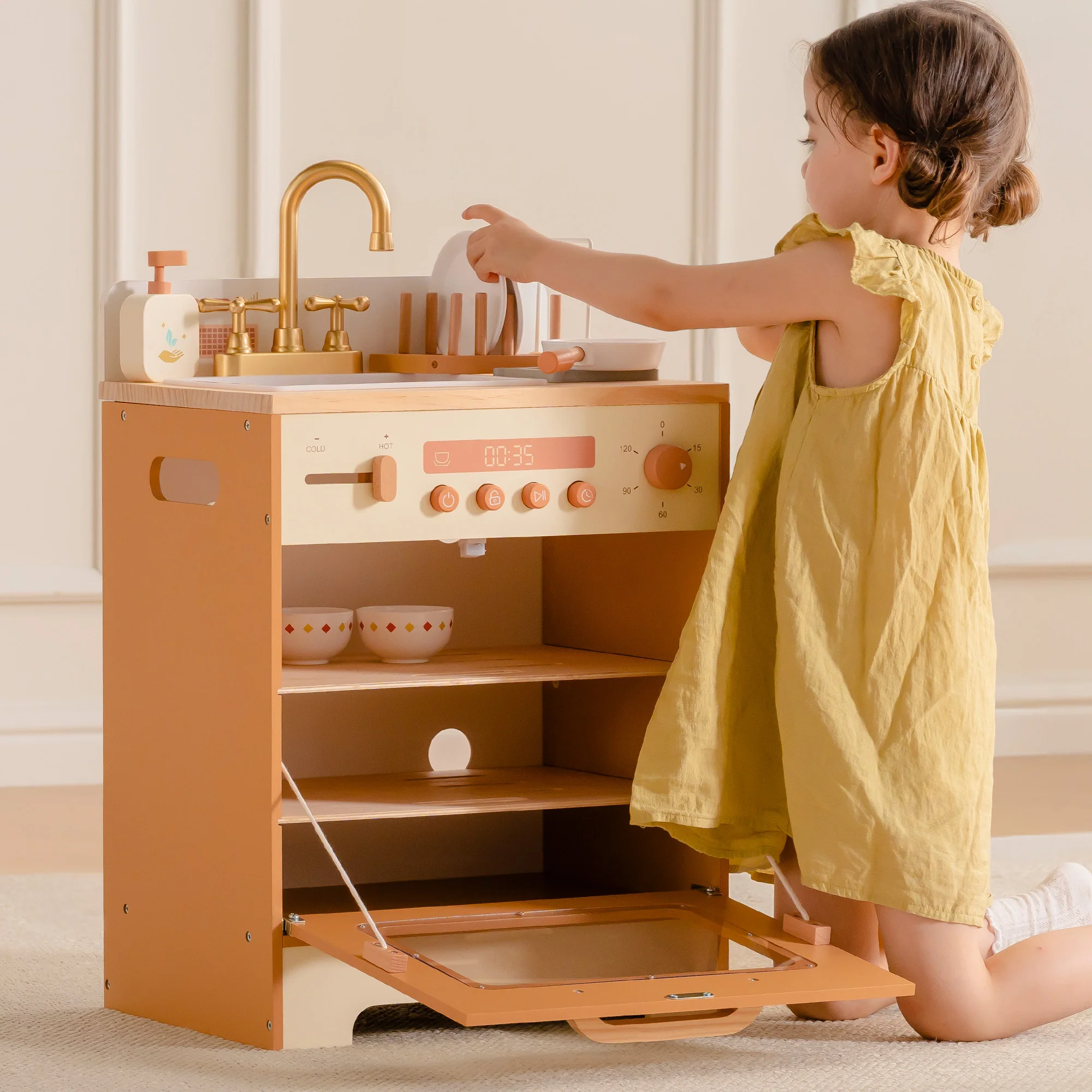 ROBUD Wooden Caramel Dishwasher - Image 3