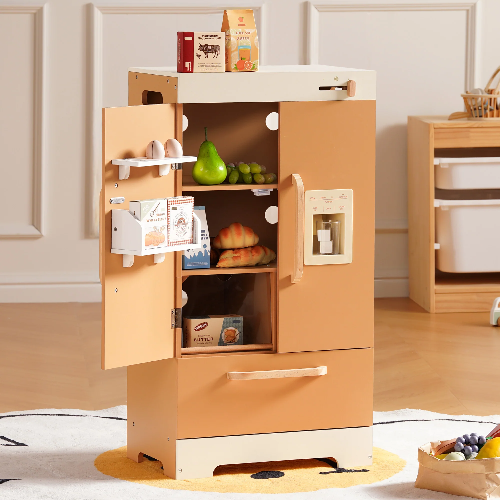 ROBUD Wooden Caramel Refrigerator