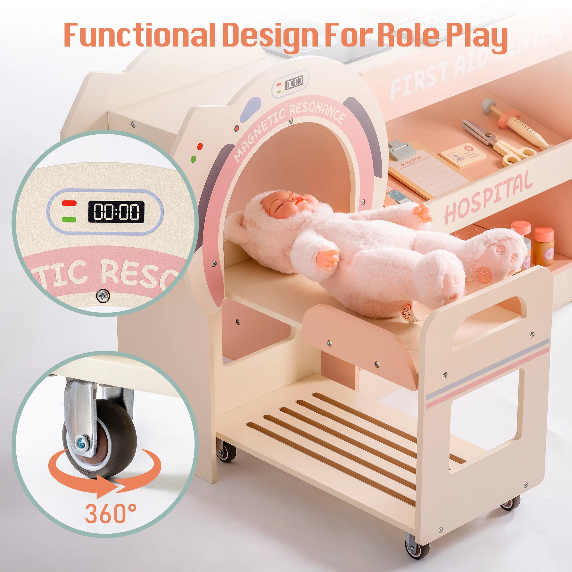 ROBUD Wooden Doctor's Activity Center Toy Set - Image 10