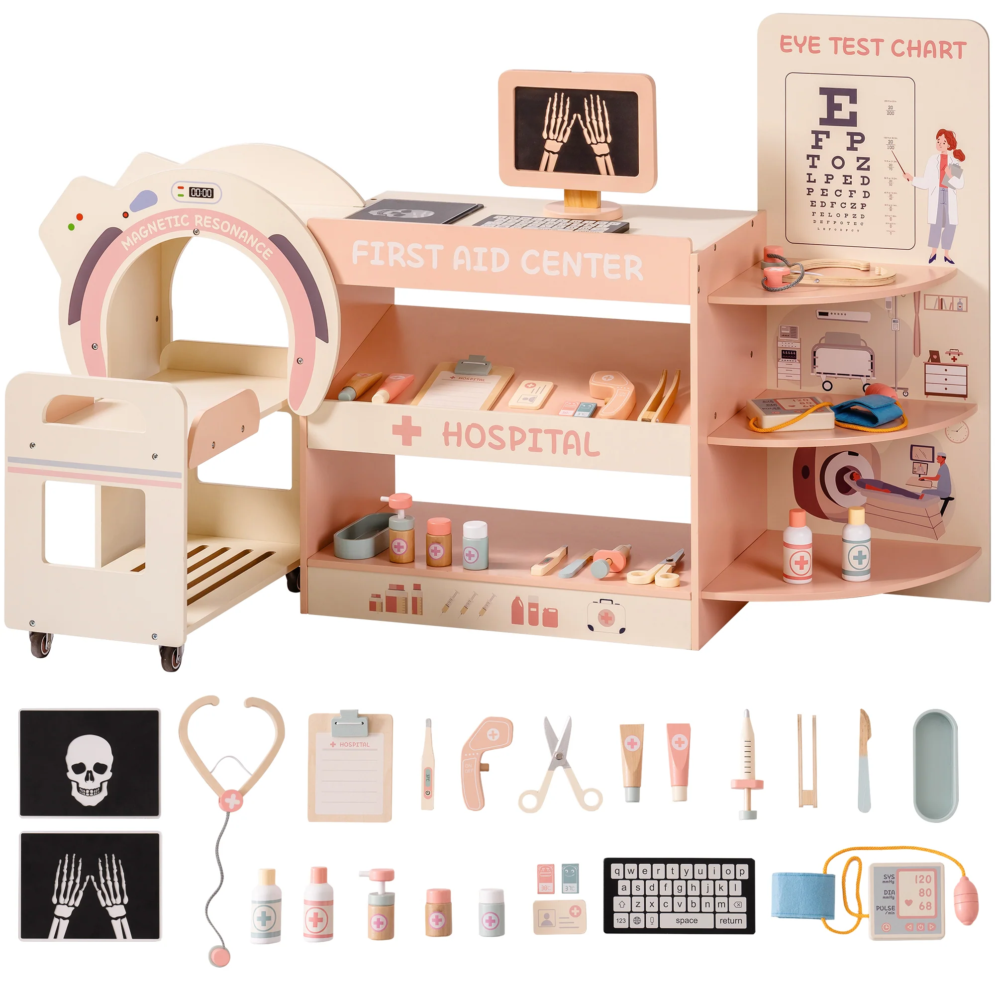 ROBUD Wooden Doctor's Activity Center Toy Set - Image 12