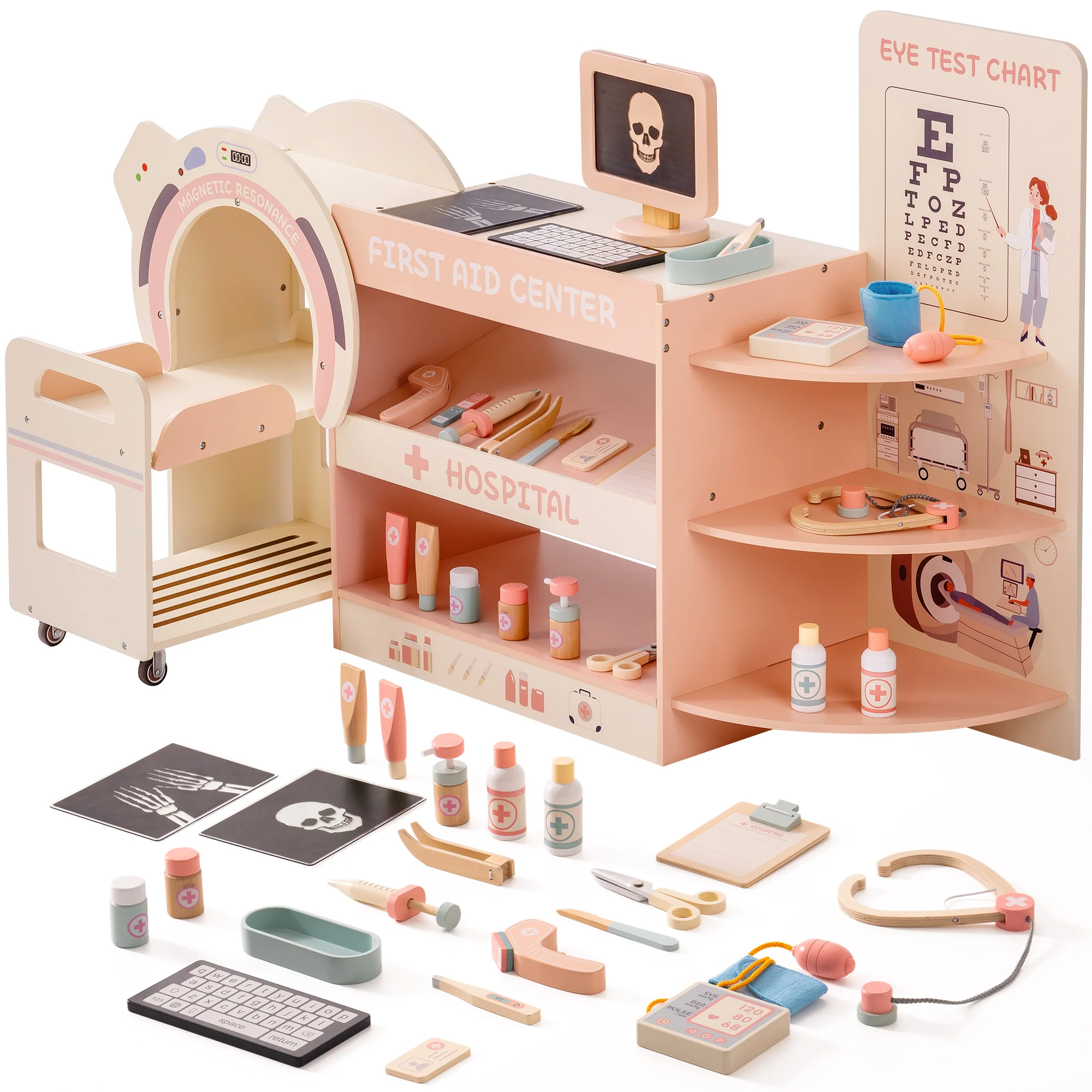 ROBUD Wooden Doctor's Activity Center Toy Set - Image 13