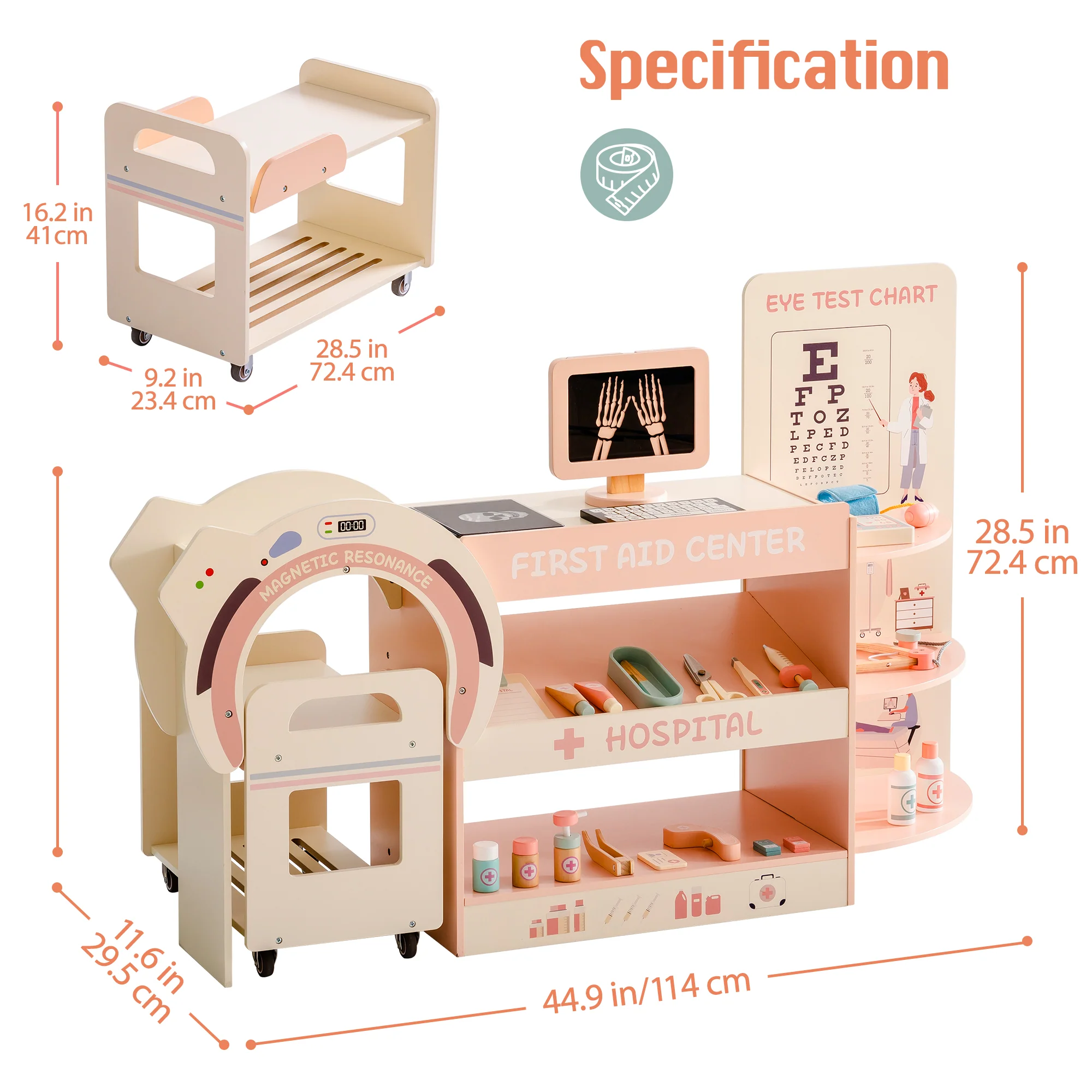 ROBUD Wooden Doctor's Activity Center Toy Set - Image 16