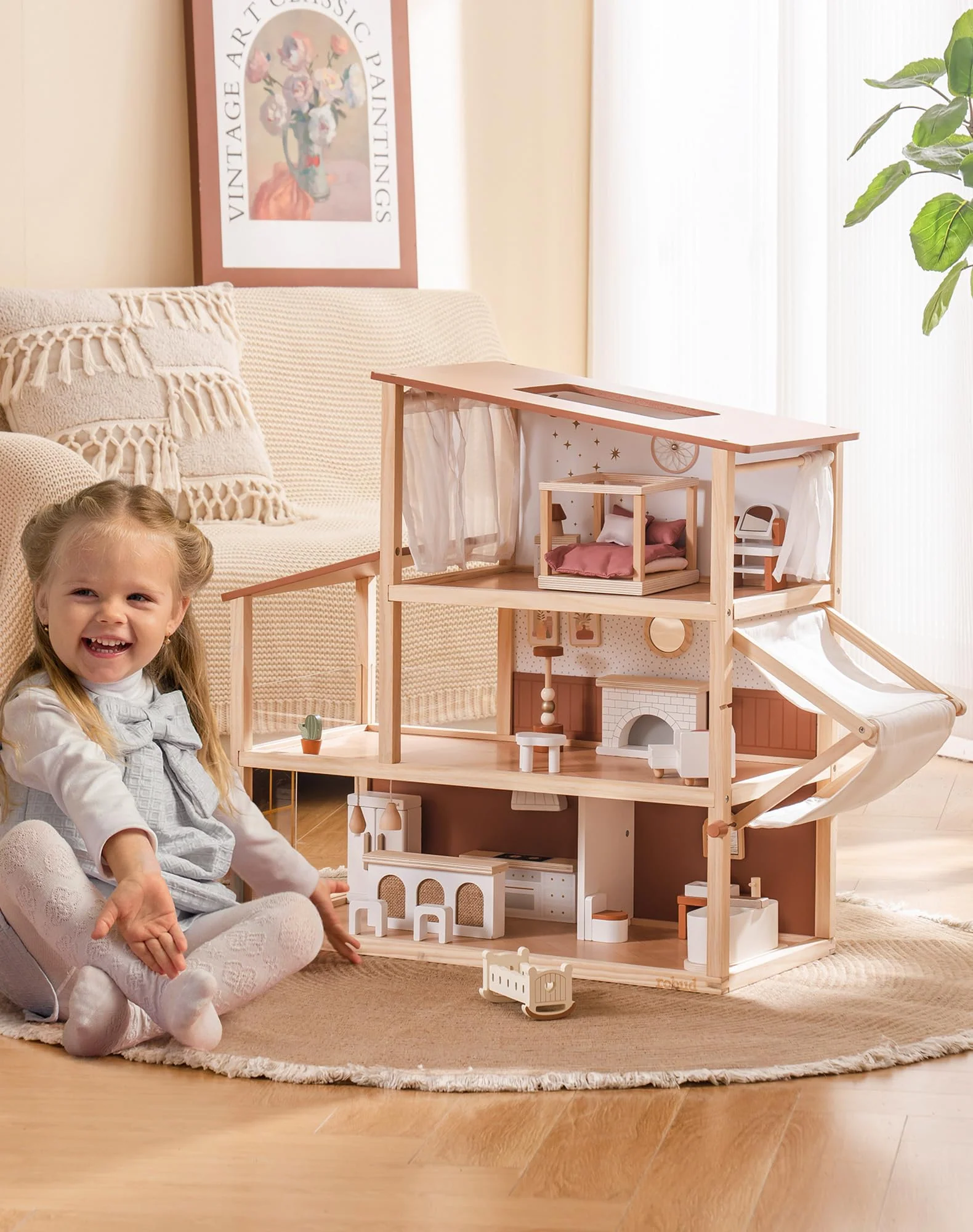 ROBUD Wooden Dollhouse - Bohemian - Image 2