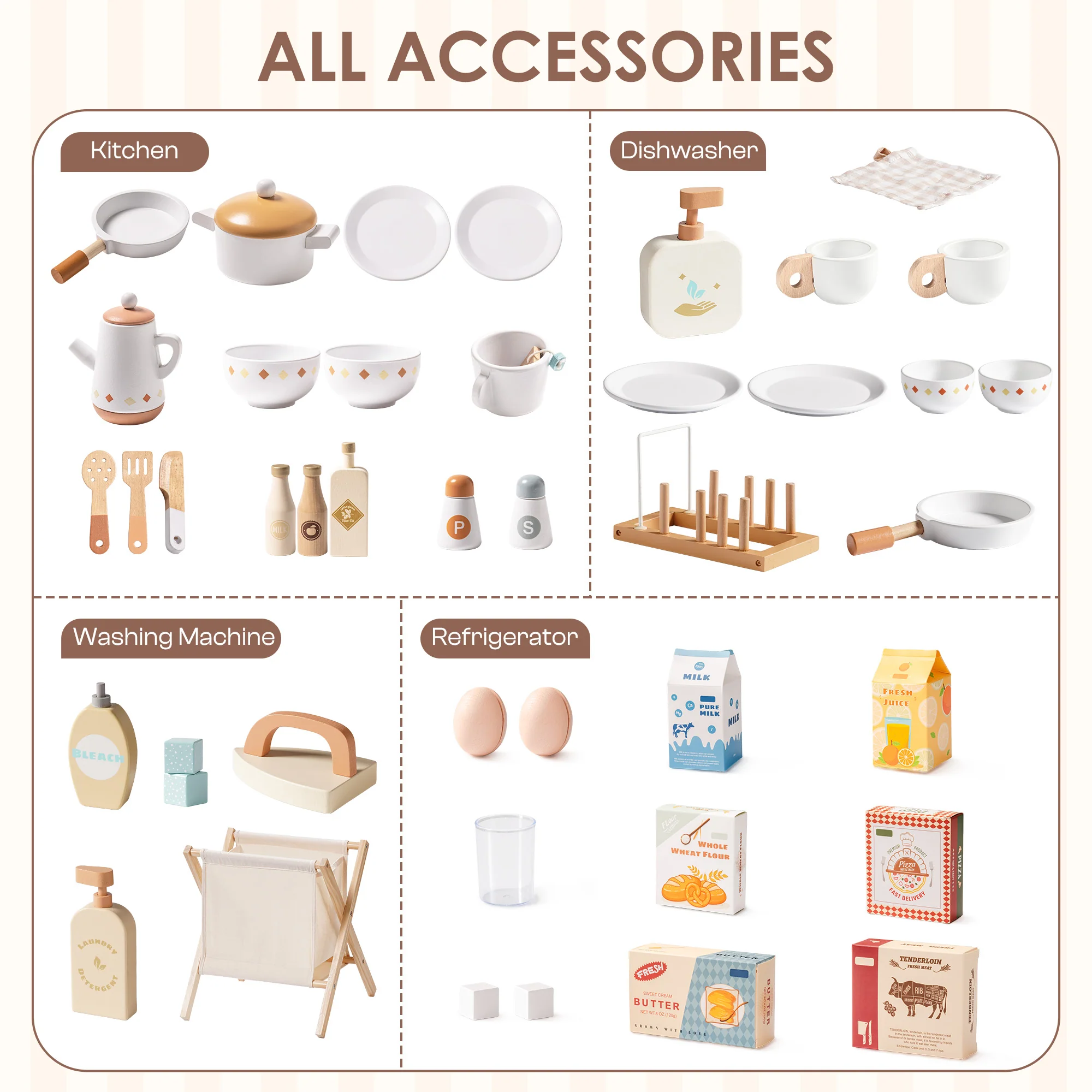 ROBUD Wooden Kids Kitchen PlaySet Series - Caramel - Image 14