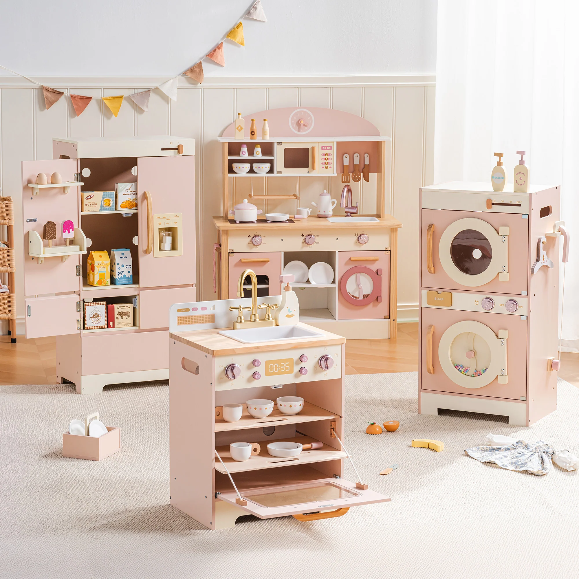 ROBUD Wooden Kids Kitchen PlaySet Series -Pink