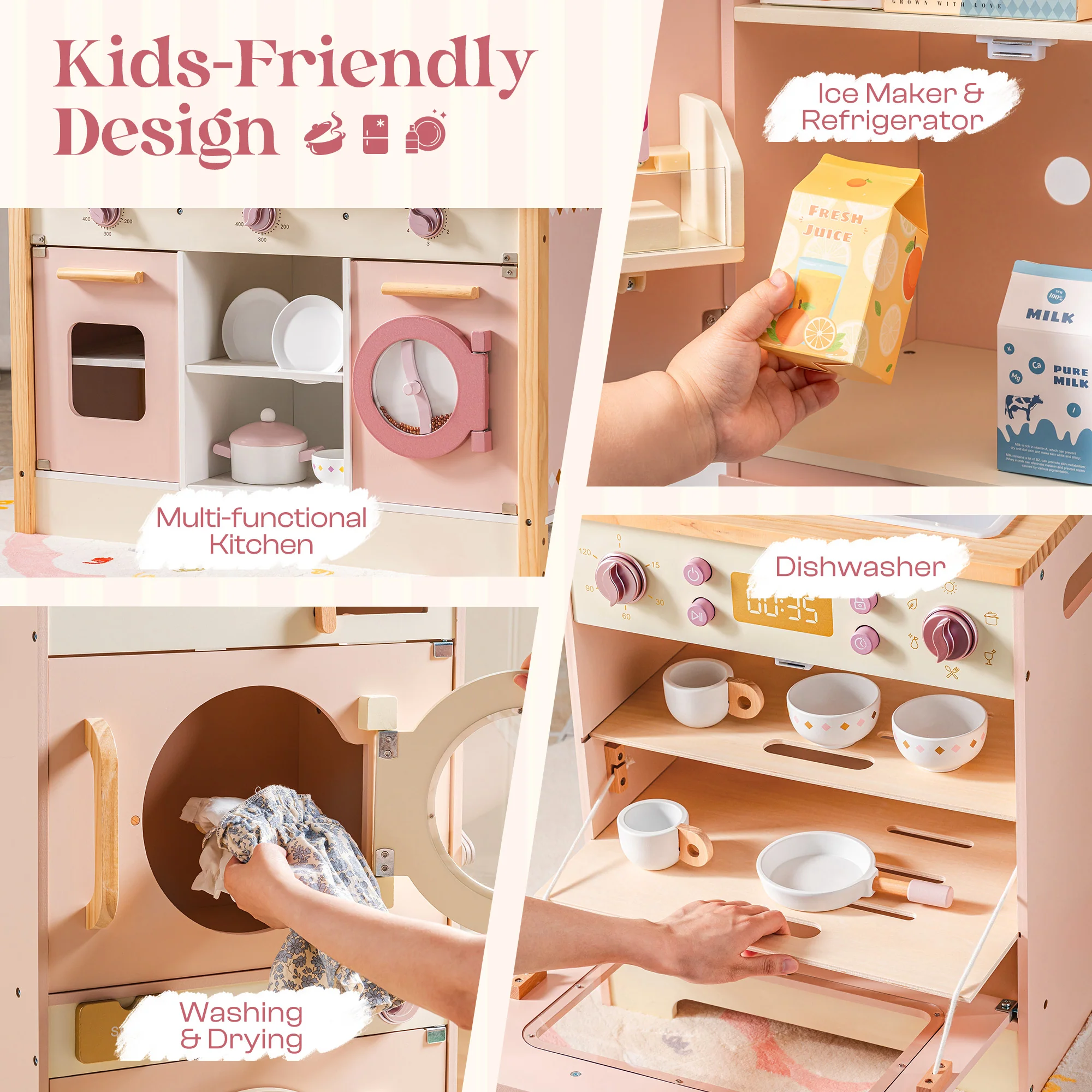 ROBUD Wooden Kids Kitchen PlaySet Series -Pink - Image 14
