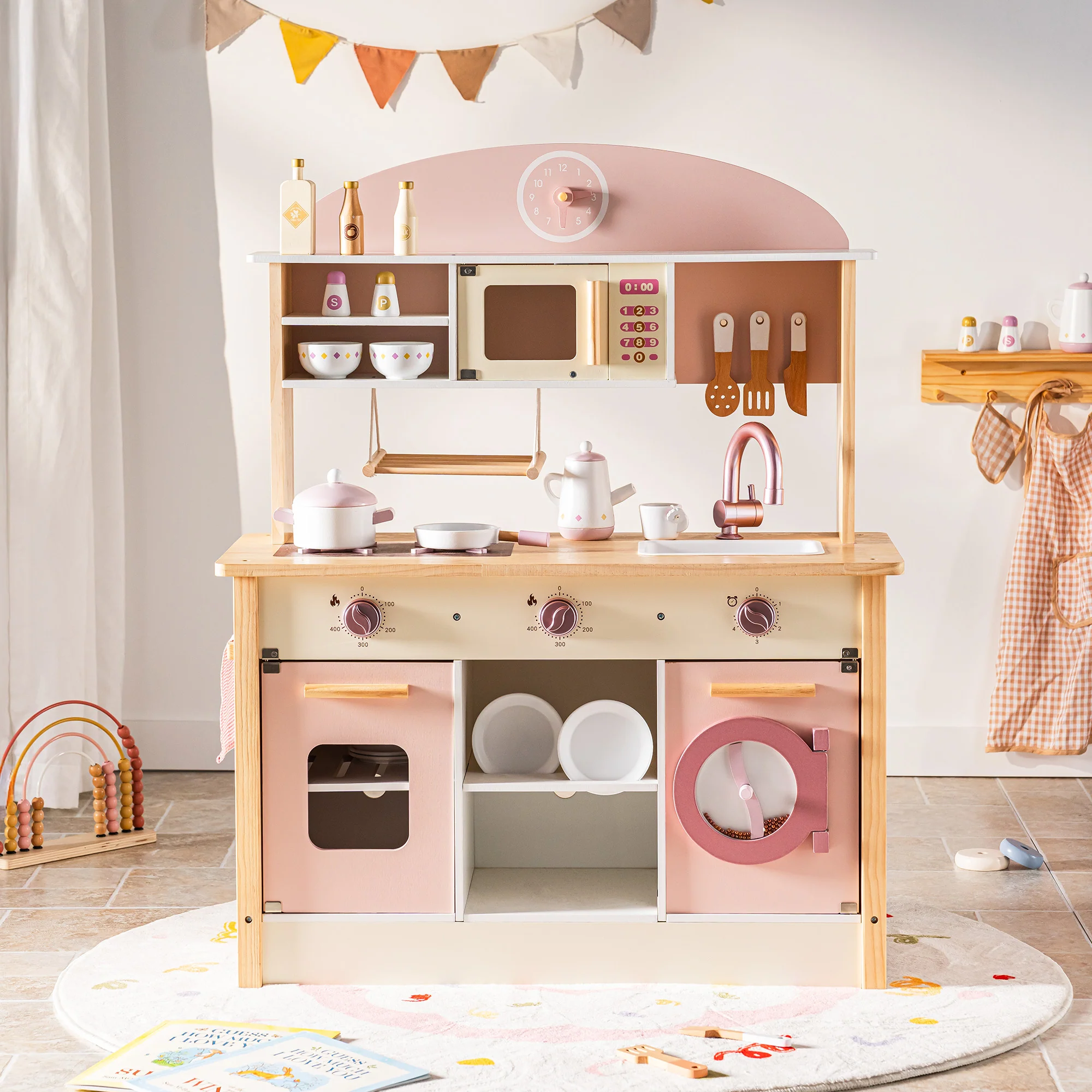 ROBUD Wooden Kids Kitchen PlaySet Series -Pink - Image 2