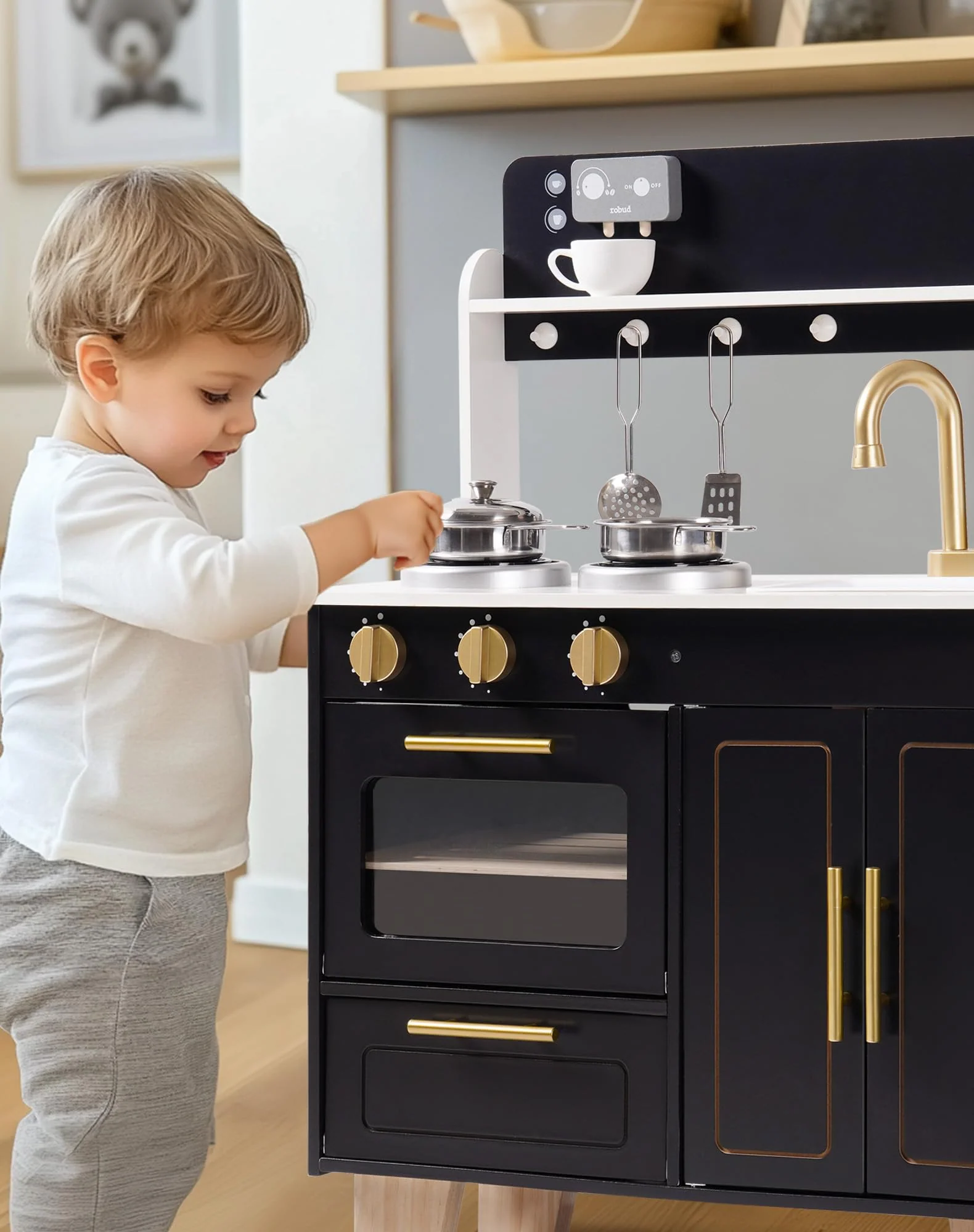 ROBUD Wooden Kitchen Playset - Obsidian - Image 4