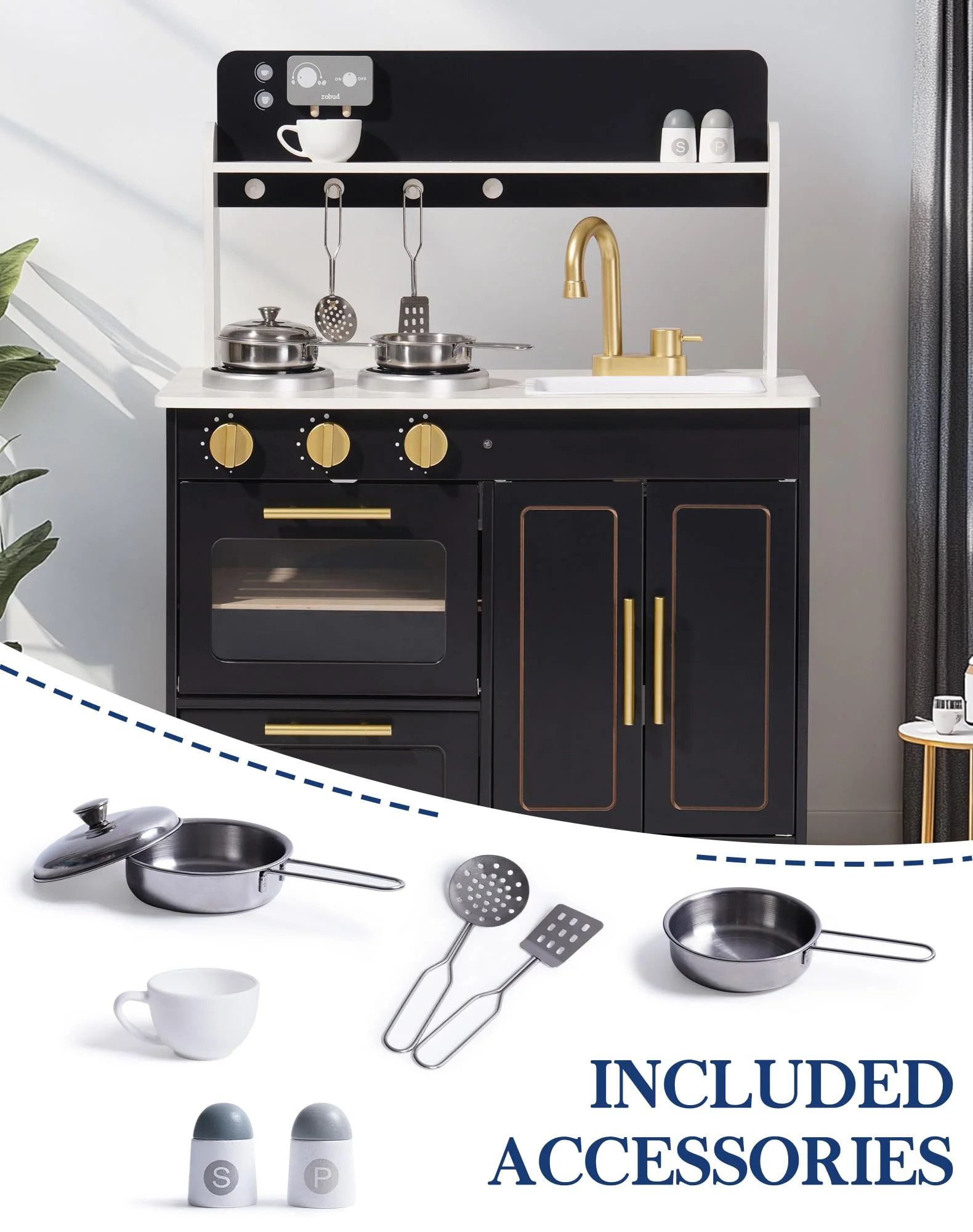 ROBUD Wooden Kitchen Playset - Obsidian - Image 5