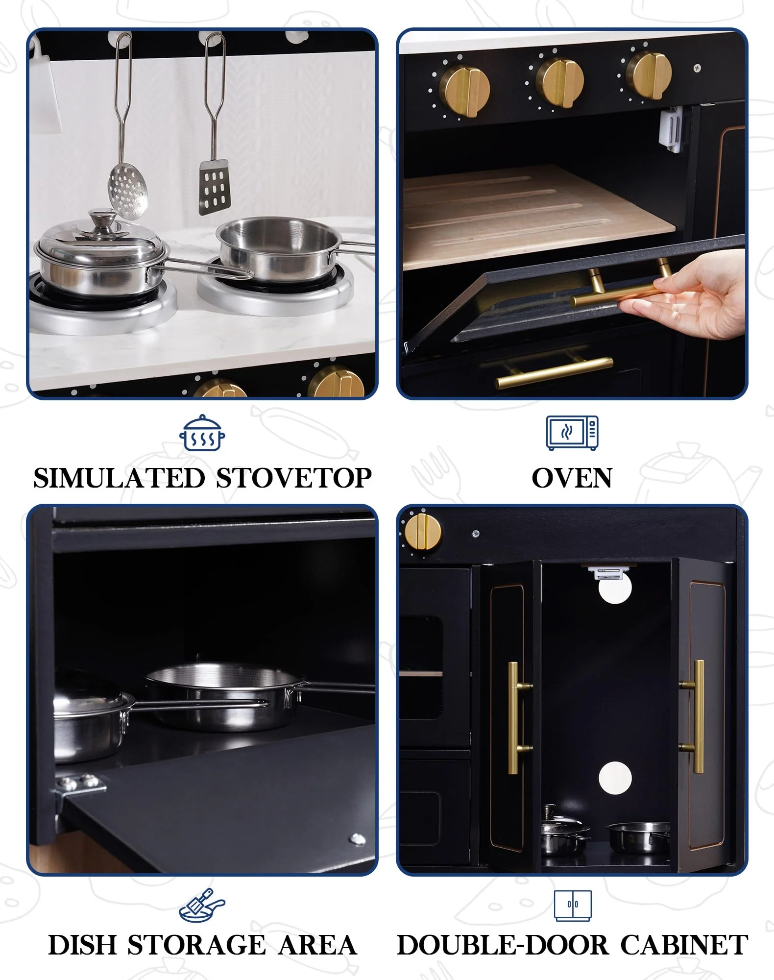 ROBUD Wooden Kitchen Playset - Obsidian - Image 6
