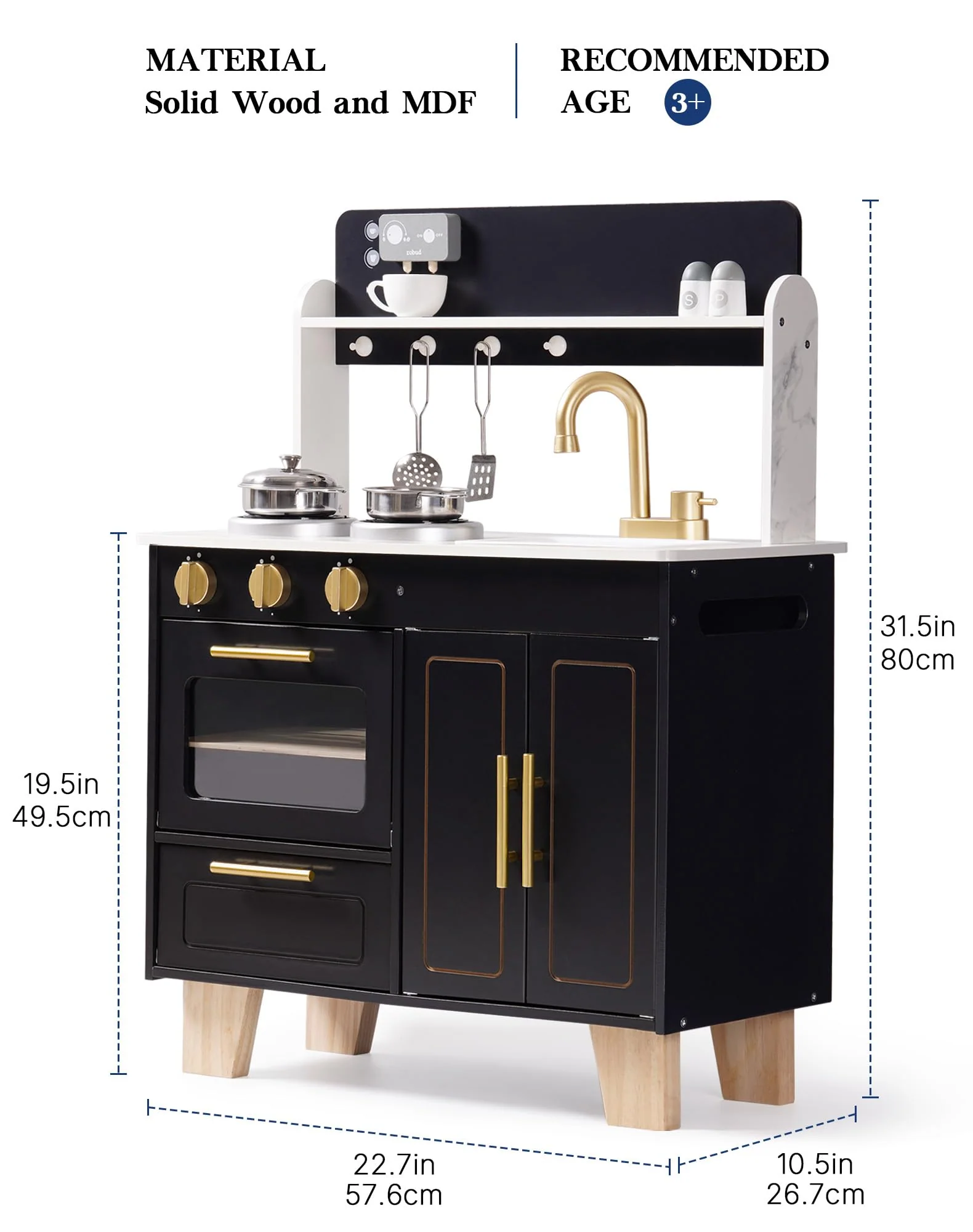 ROBUD Wooden Kitchen Playset - Obsidian - Image 8