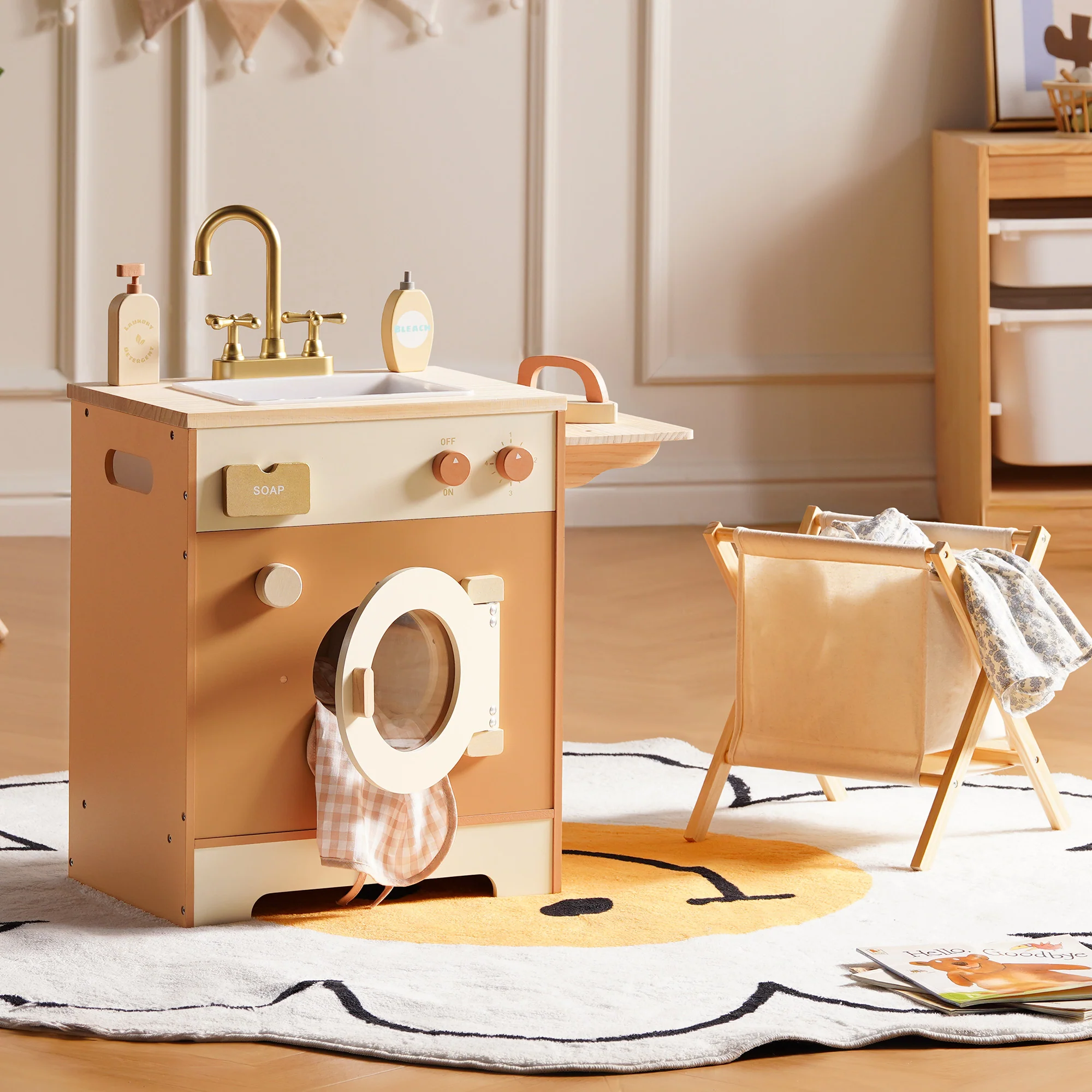 ROBUD Wooden Laundry Playset - Caramel - Image 2