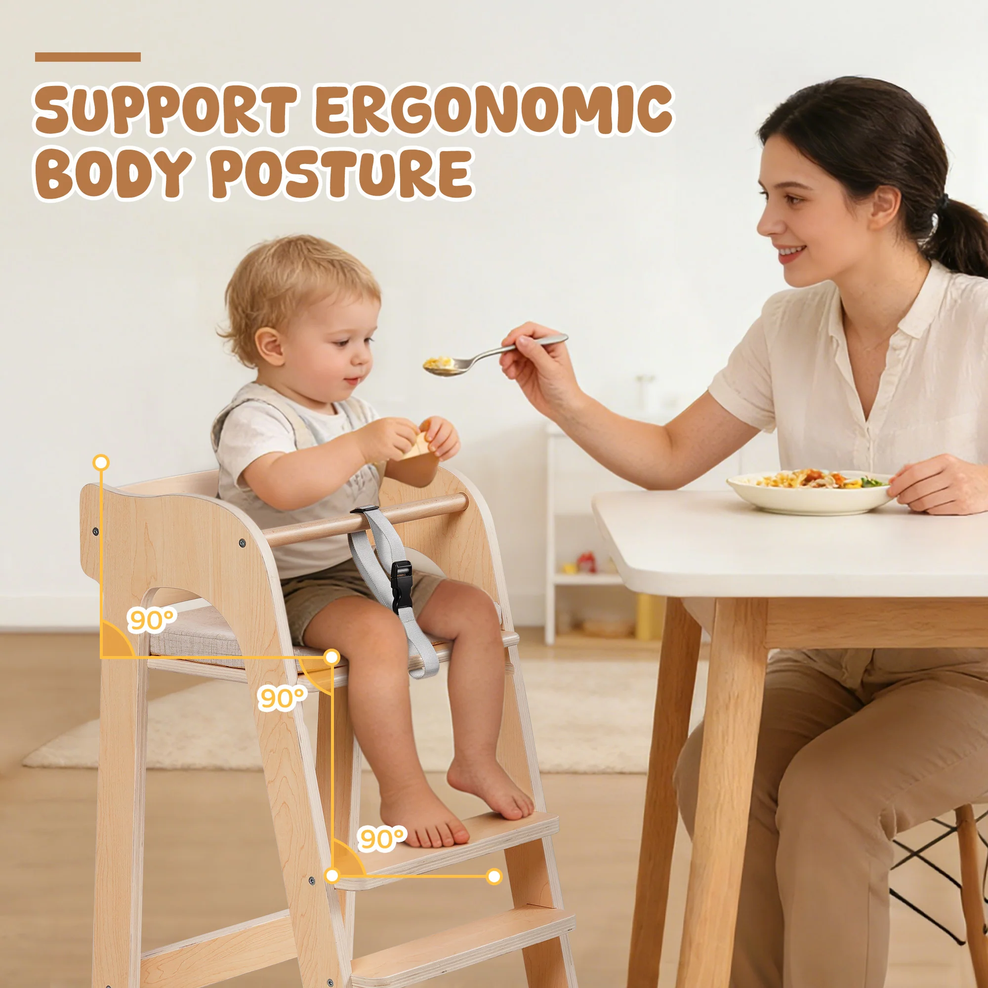 ROBUD Wooden Multifunctional High Chair - Image 3