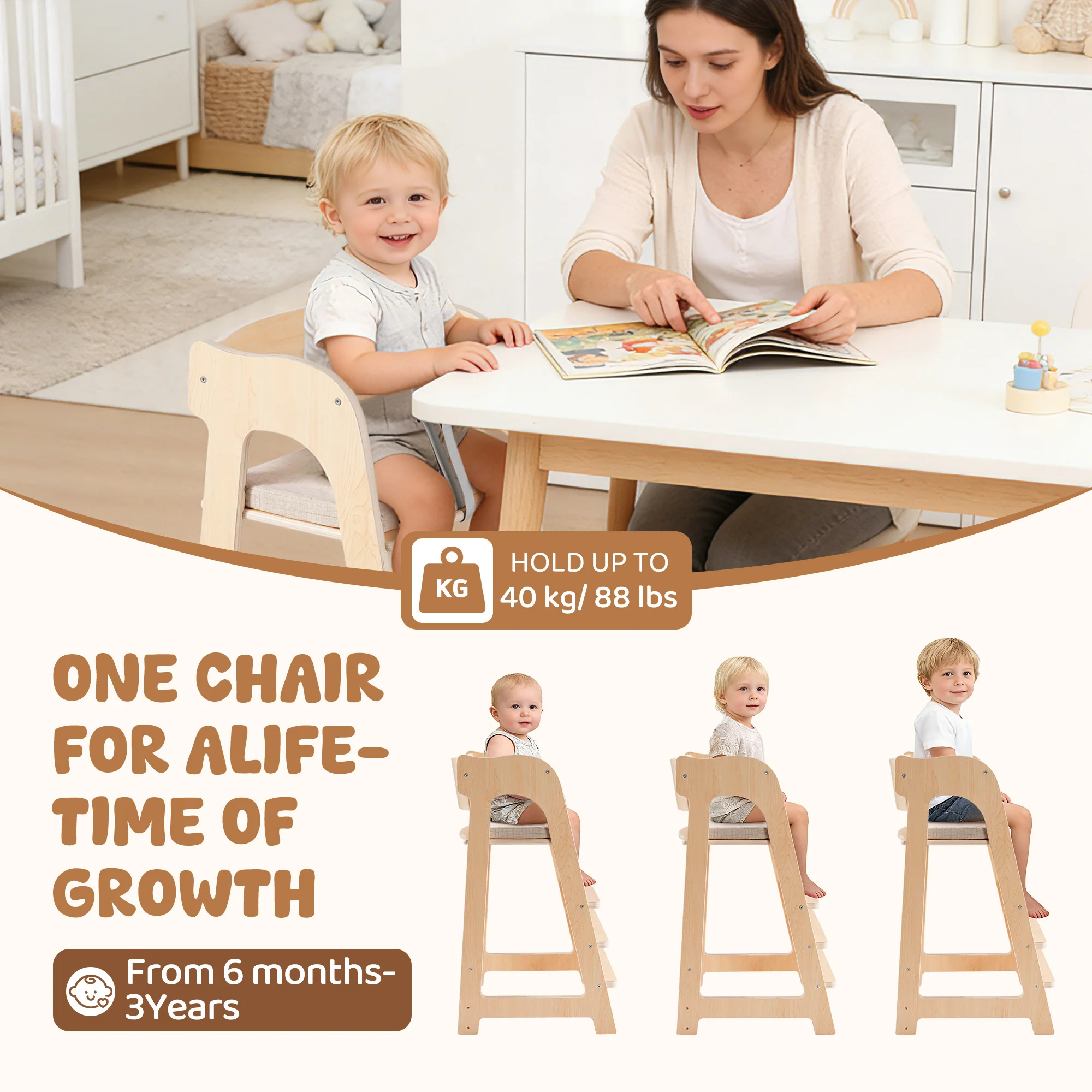 ROBUD Wooden Multifunctional High Chair - Image 4
